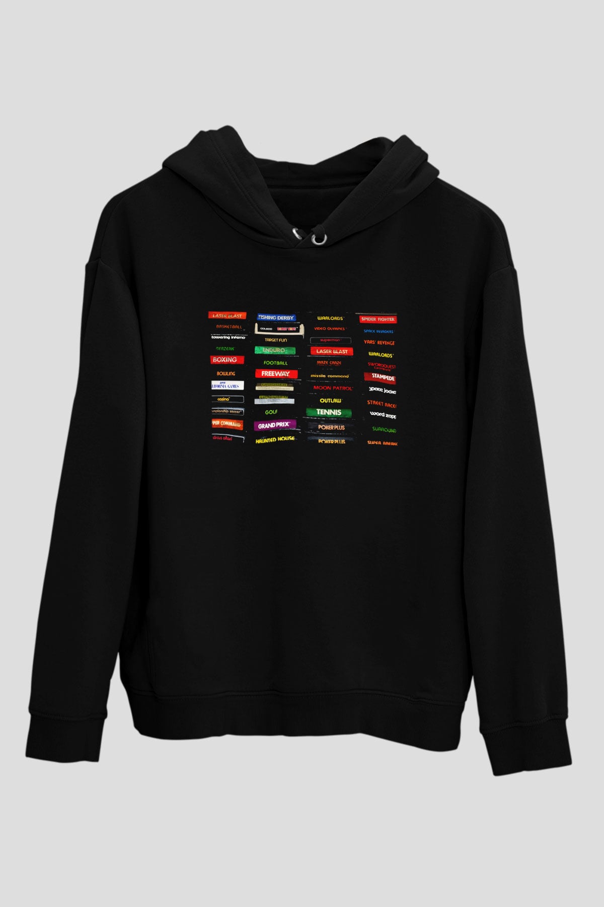 Atari Siyah Unisex Kapüşonlu Sweatshirt