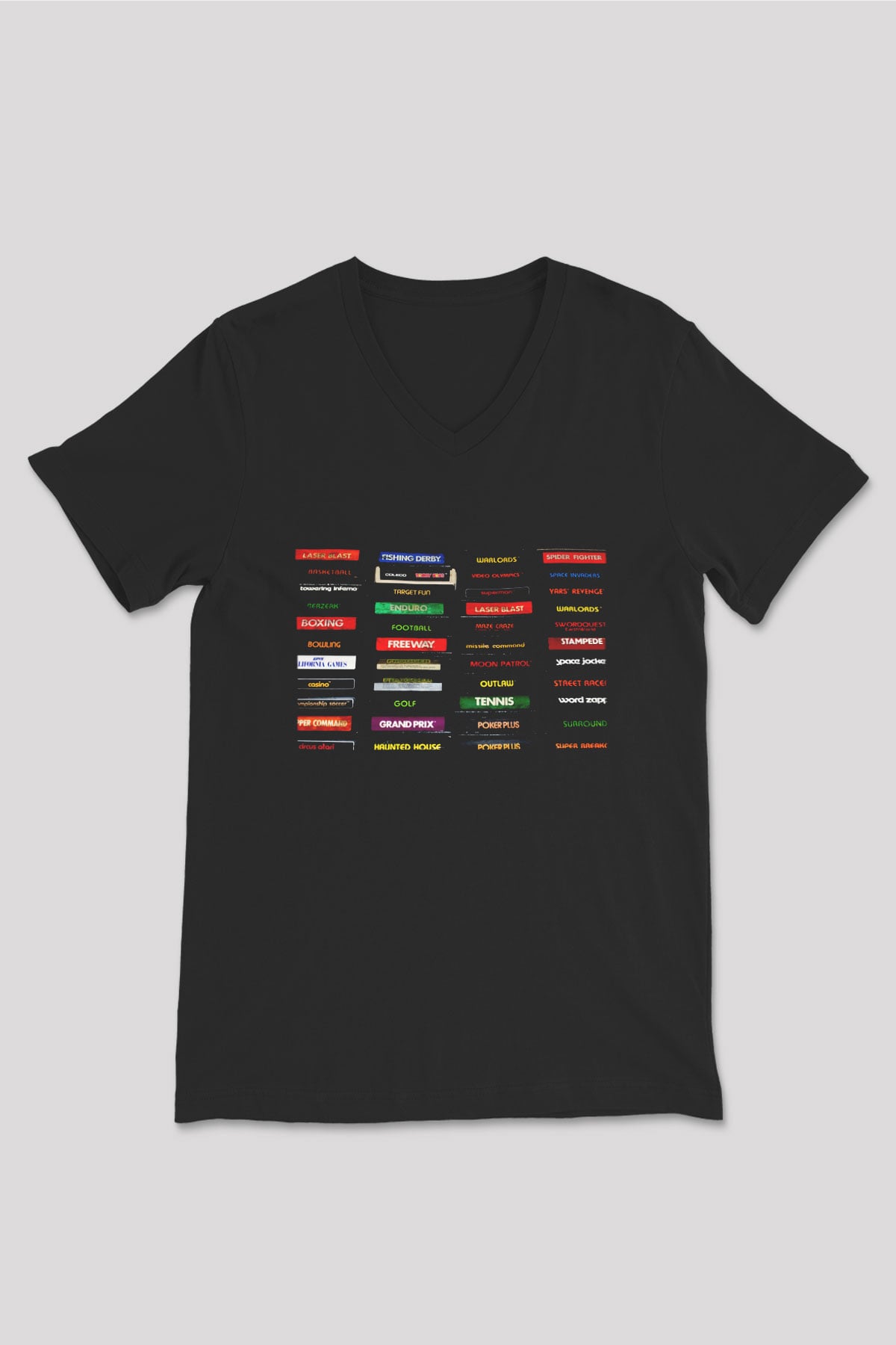 Atari Siyah Unisex V Yaka Tişört