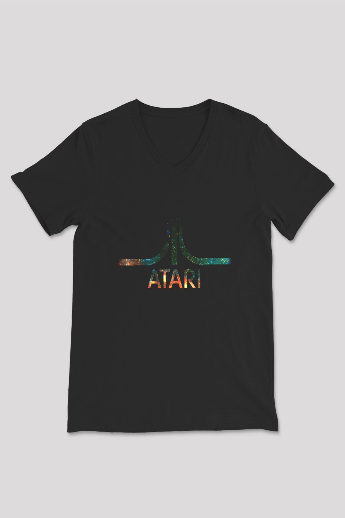 Atari Siyah Unisex V Yaka Tişört