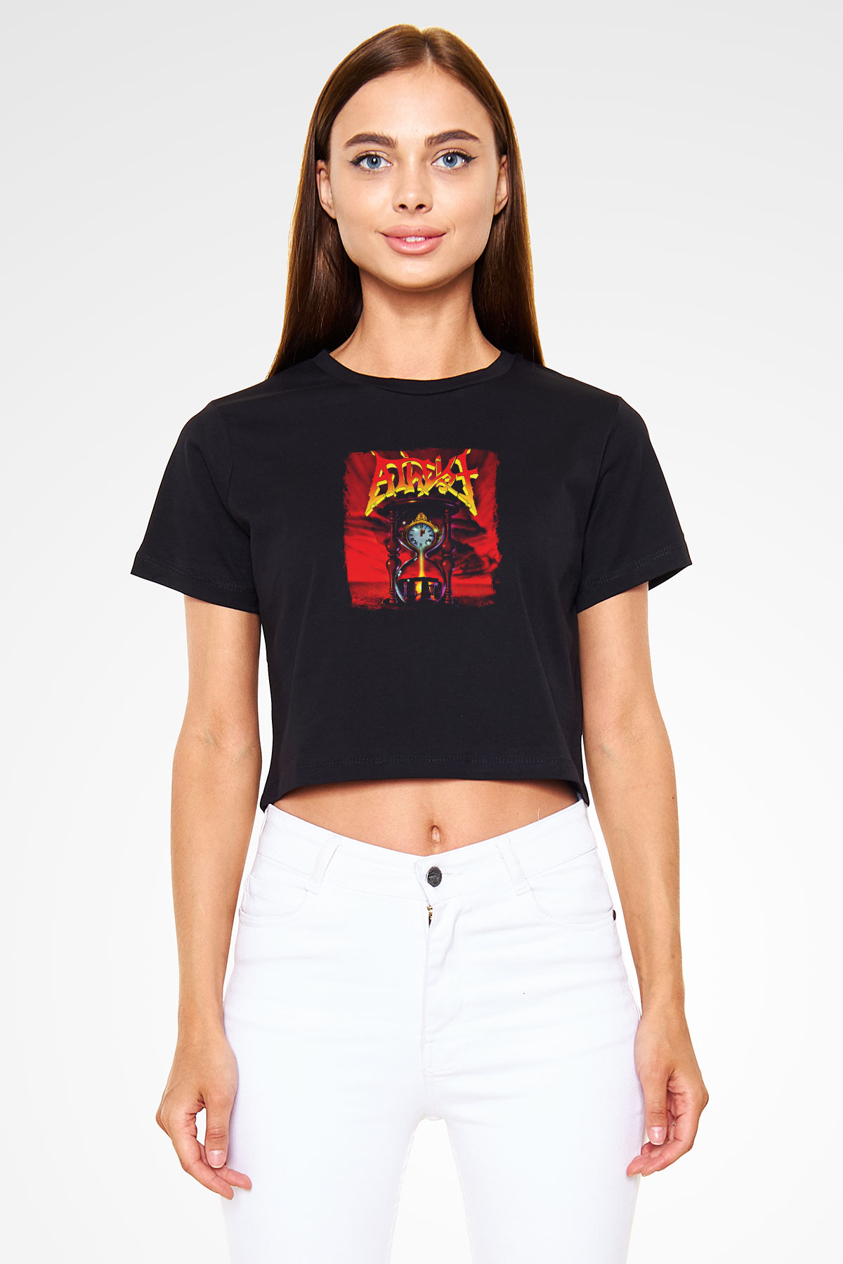 Atheist Baskılı Unisex Siyah Crop Top Tişört