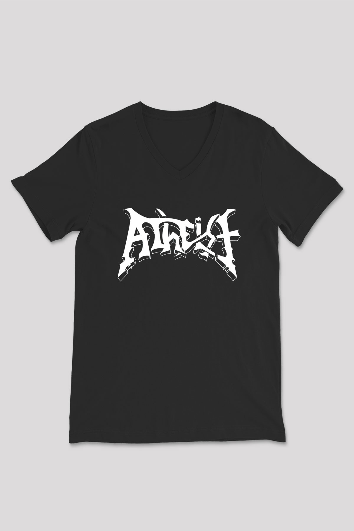 Atheist Siyah Unisex V Yaka Tişört T-Shirt