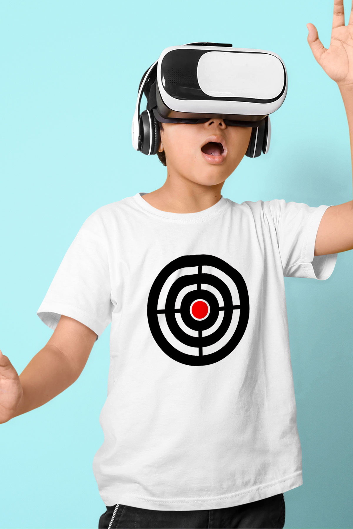 Atıcılık Baskılı Unisex Beyaz Çocuk Tişört - Tshirt