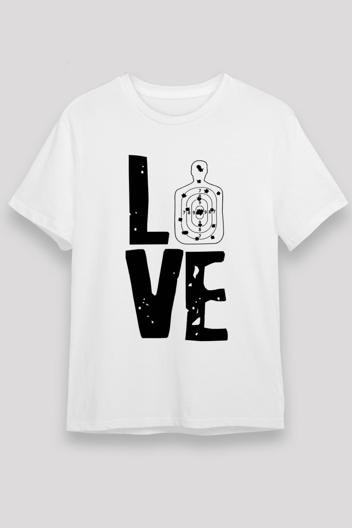 Atıcılık Baskılı Unisex Beyaz Tişört - Tshirt
