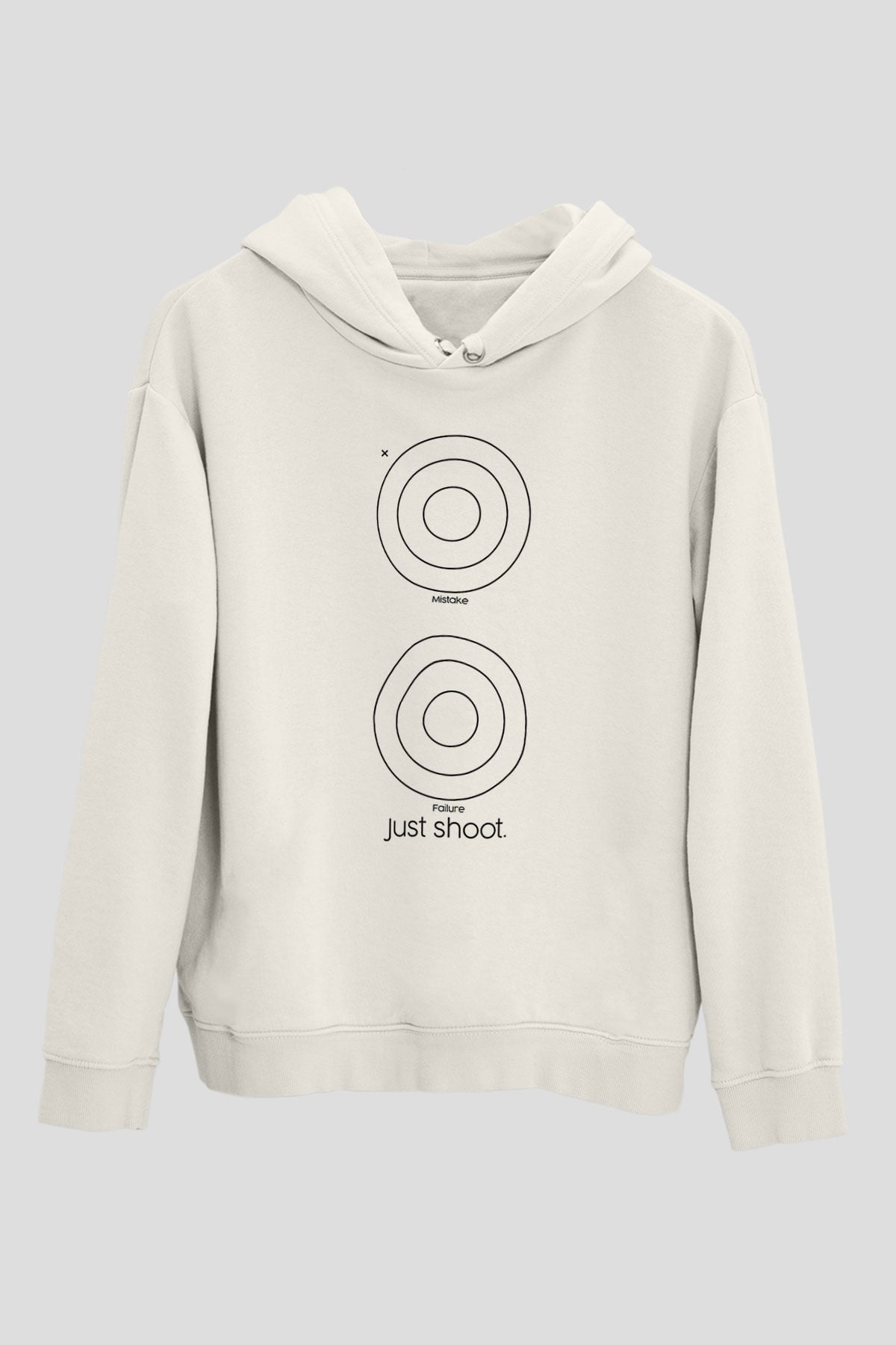 Atıcılık Baskılı Unisex Ekru Hoodie