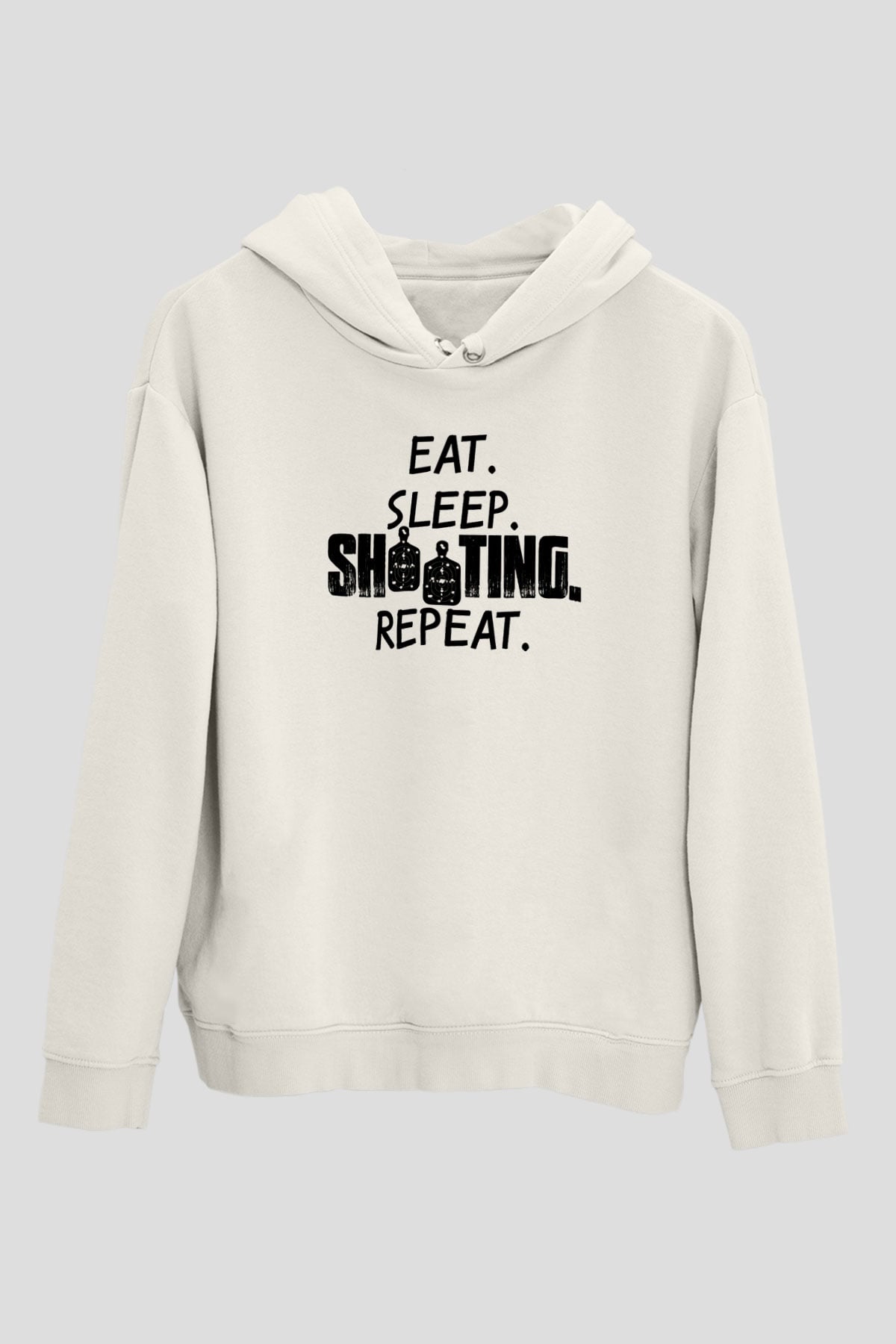 Atıcılık Baskılı Unisex Ekru Hoodie