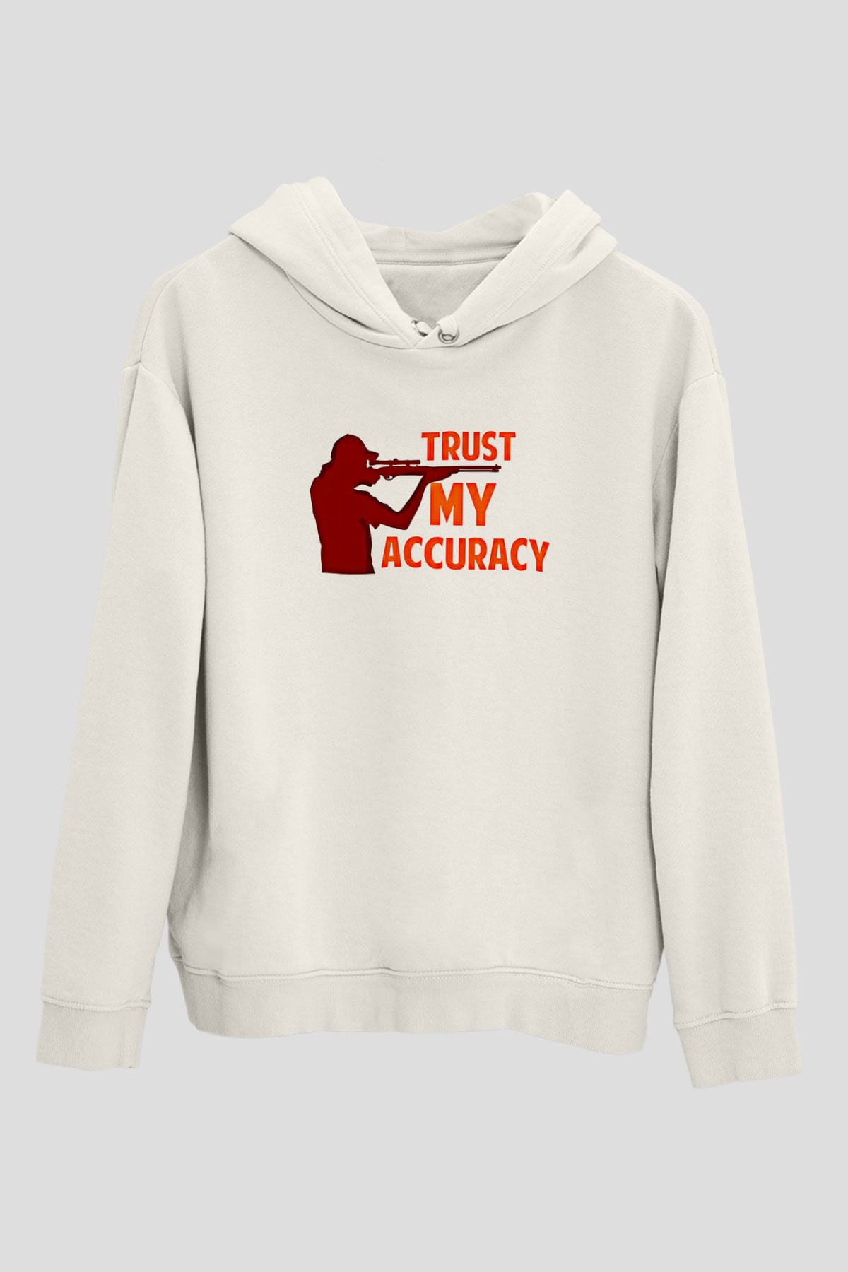 Atıcılık Baskılı Unisex Ekru Hoodie