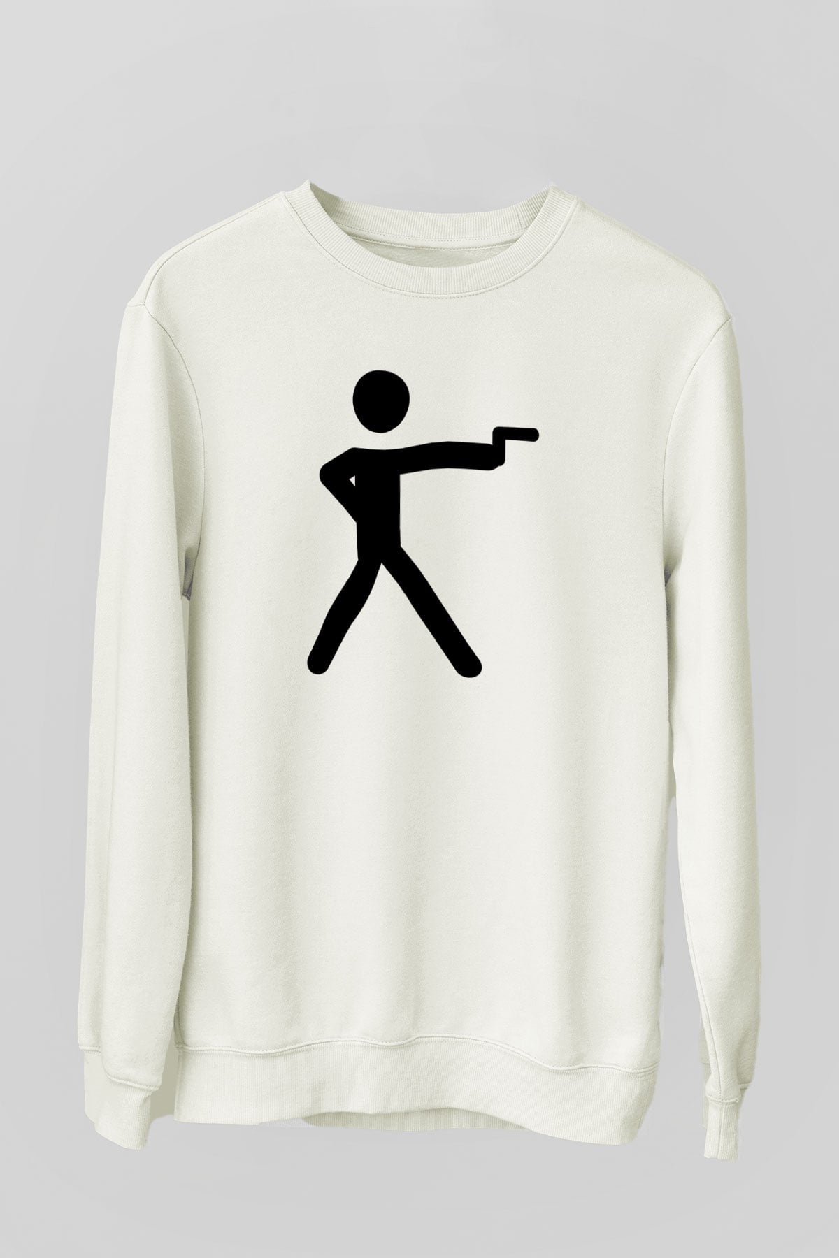 Atıcılık Baskılı Unisex Ekru Sweatshirt