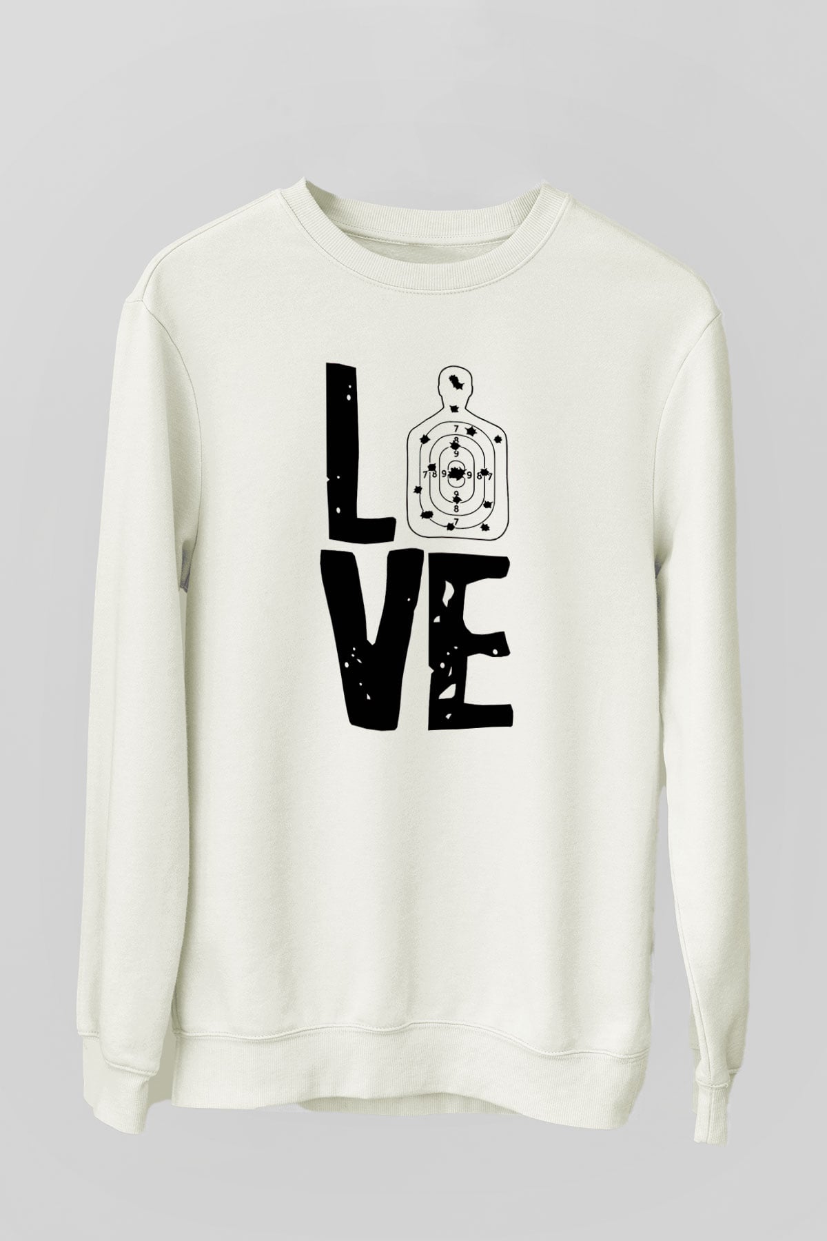 Atıcılık Baskılı Unisex Ekru Sweatshirt