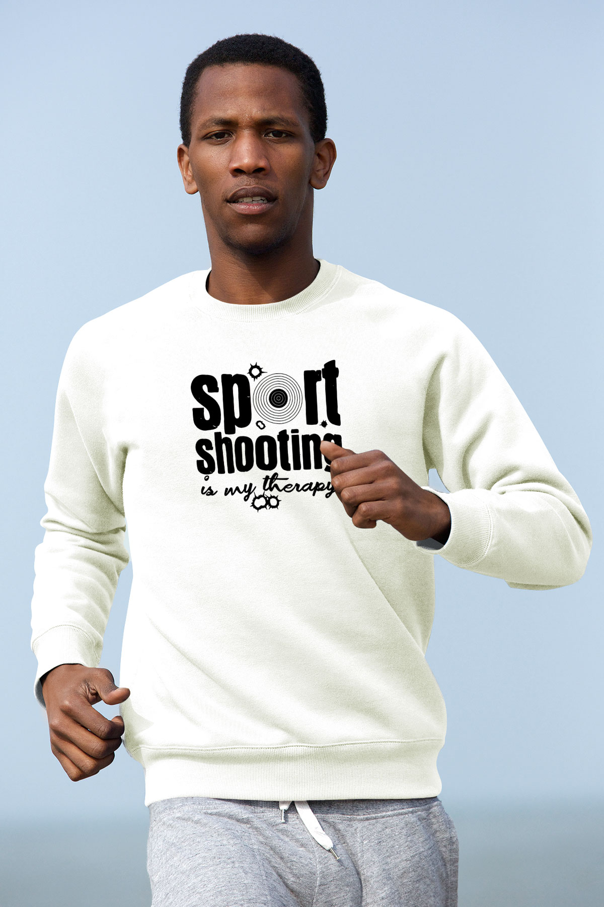 Atıcılık Baskılı Unisex Ekru Sweatshirt