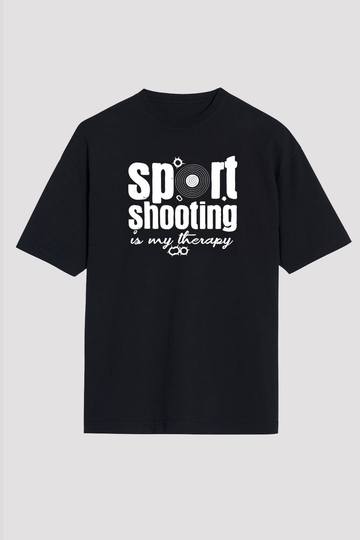 Atıcılık - Shooting Baskılı Unisex Siyah Oversize Tişört