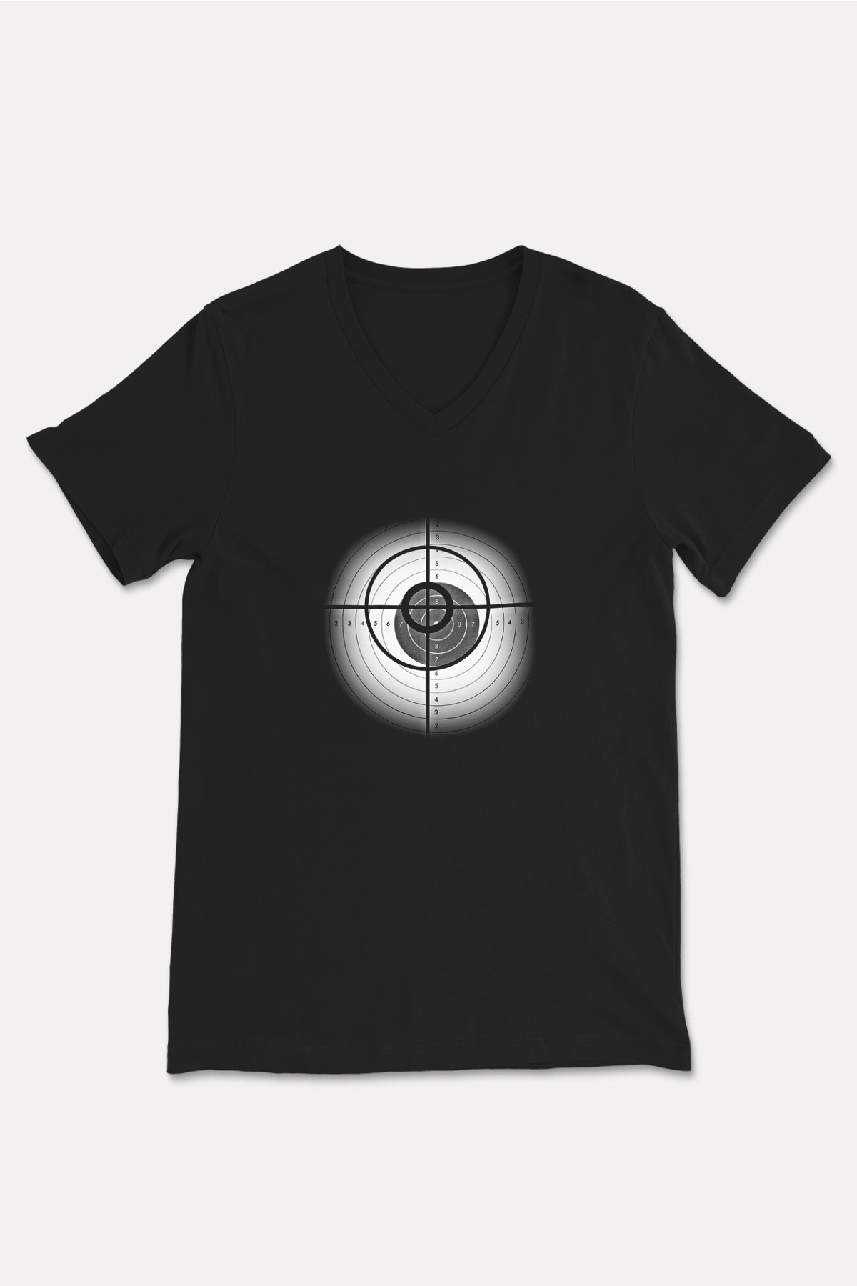 Atıcılık - Shooting Baskılı Unisex Siyah V Yaka Tişört