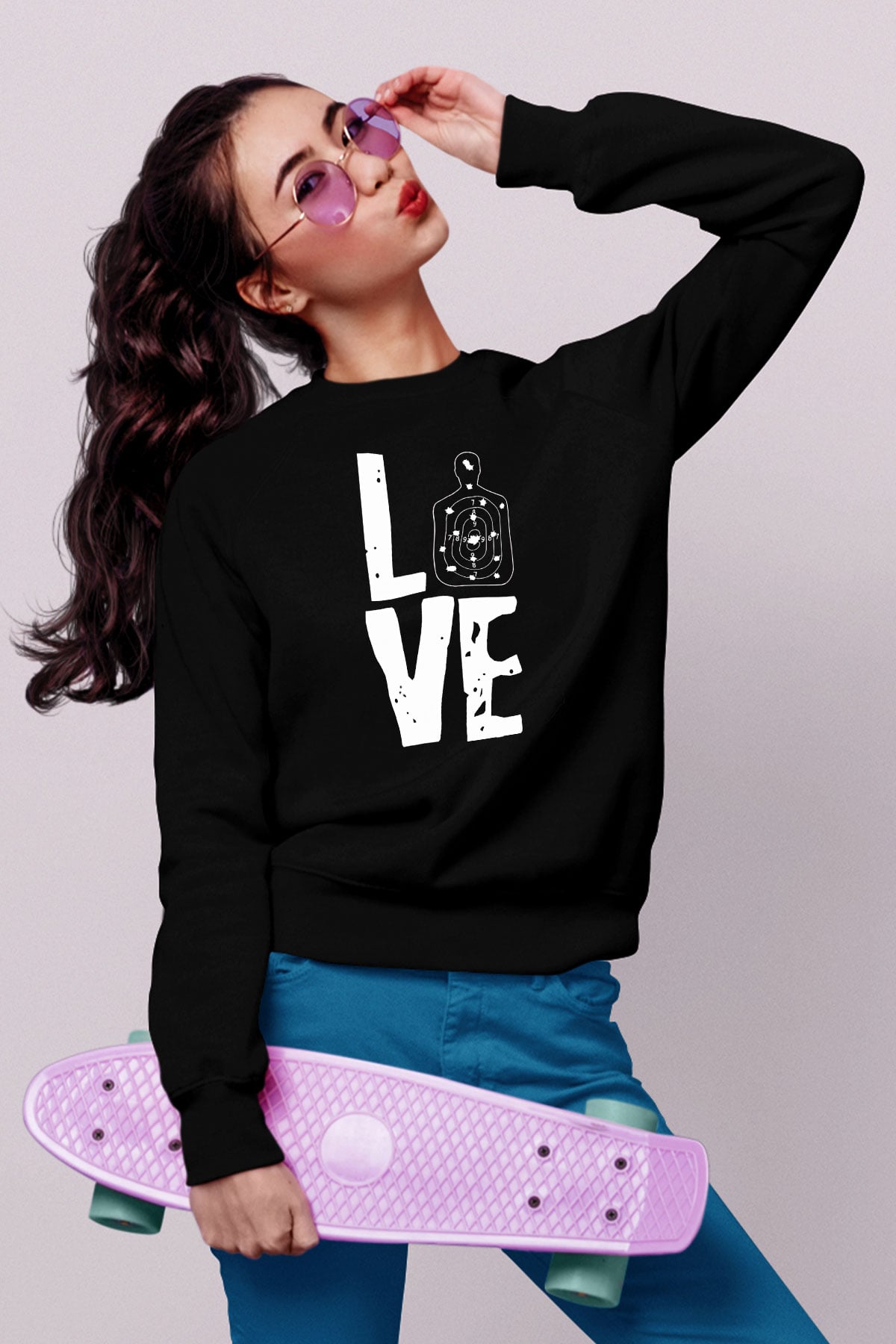Atıcılık - Shooting Baskılı Unisex Siyah Sweatshirt