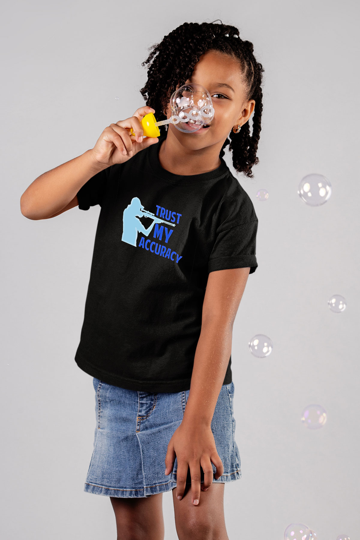 Atıcılık - Shooting Baskılı Unisex Siyah Çocuk Tİşörtü - Tshirt
