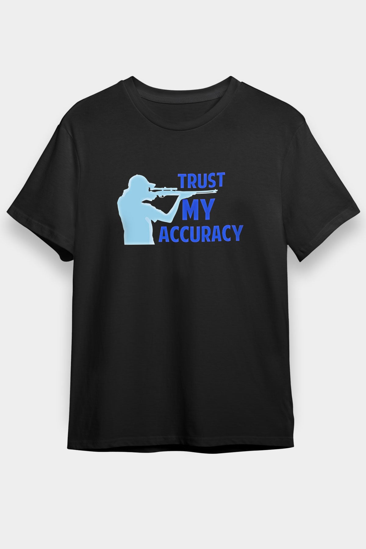 Atıcılık - Shooting Baskılı Unisex Siyah Tişört - Tshirt