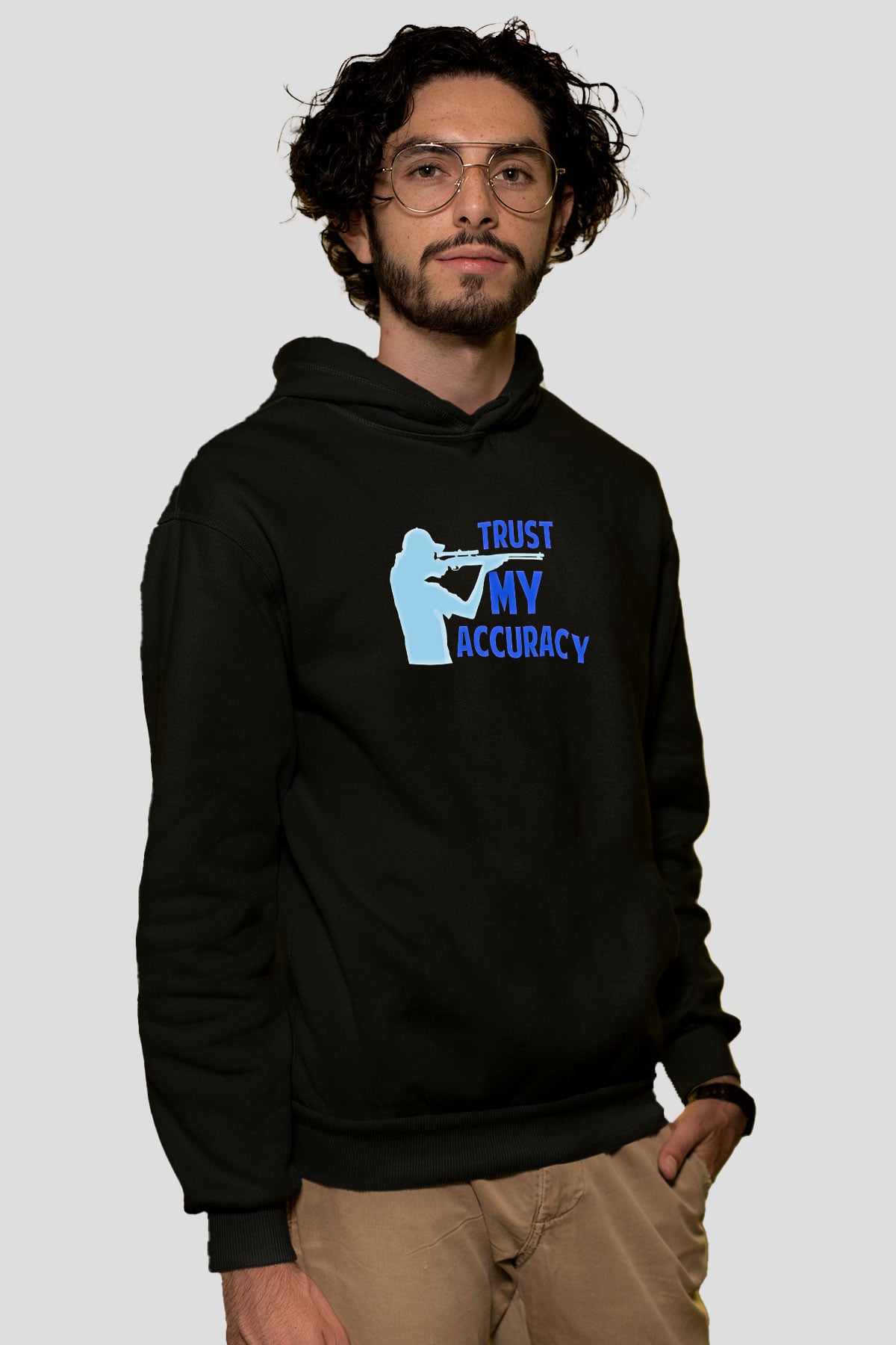 Atıcılık - Shooting Baskılı Unisex Siyah Hoodie