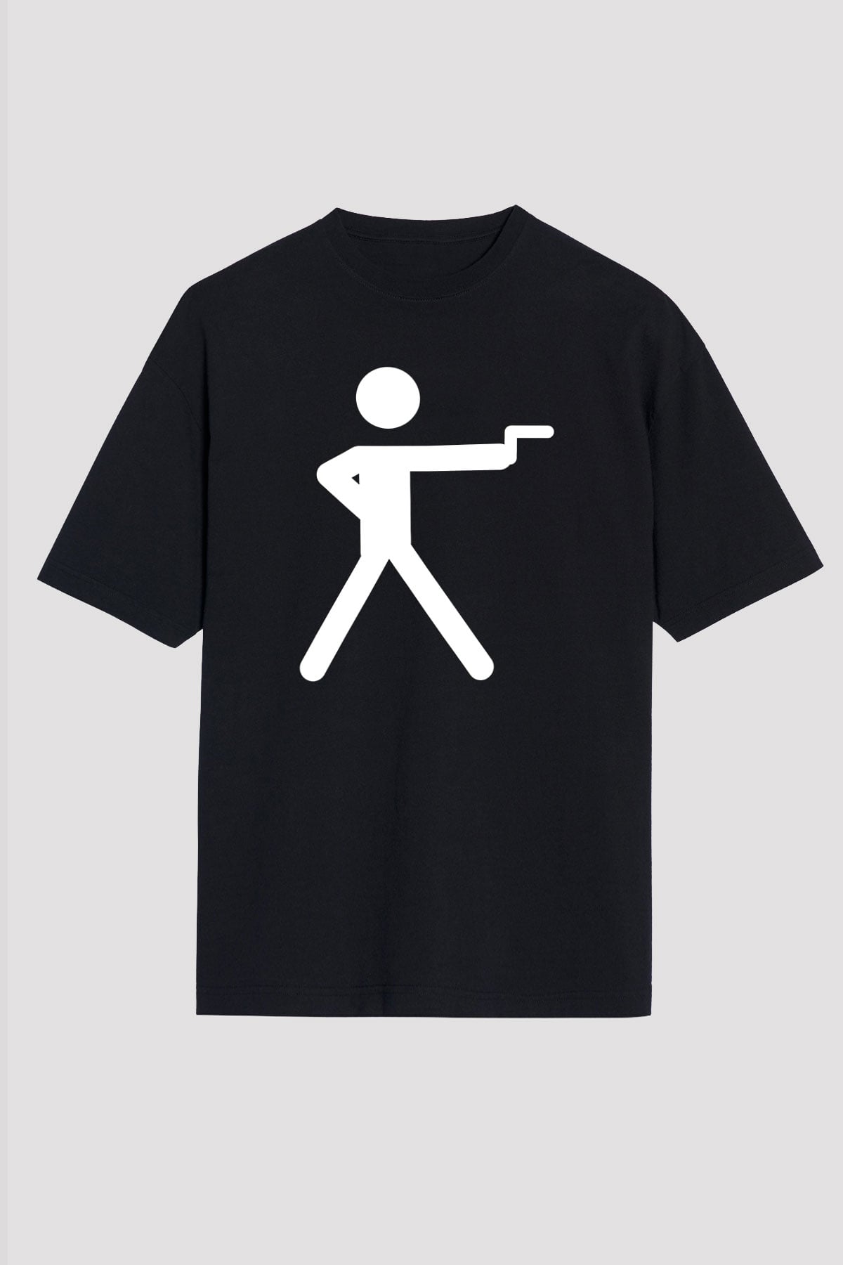 Atıcılık - Shooting Baskılı Unisex Siyah Oversize Tişört