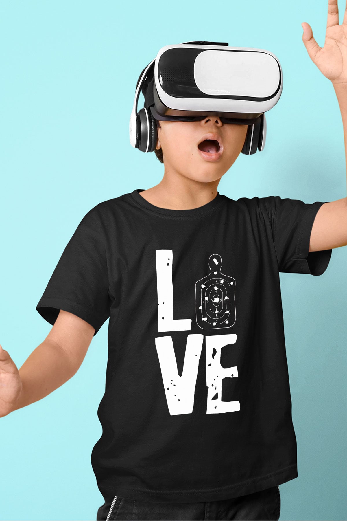Atıcılık - Shooting Baskılı Unisex Siyah Çocuk Tİşörtü - Tshirt