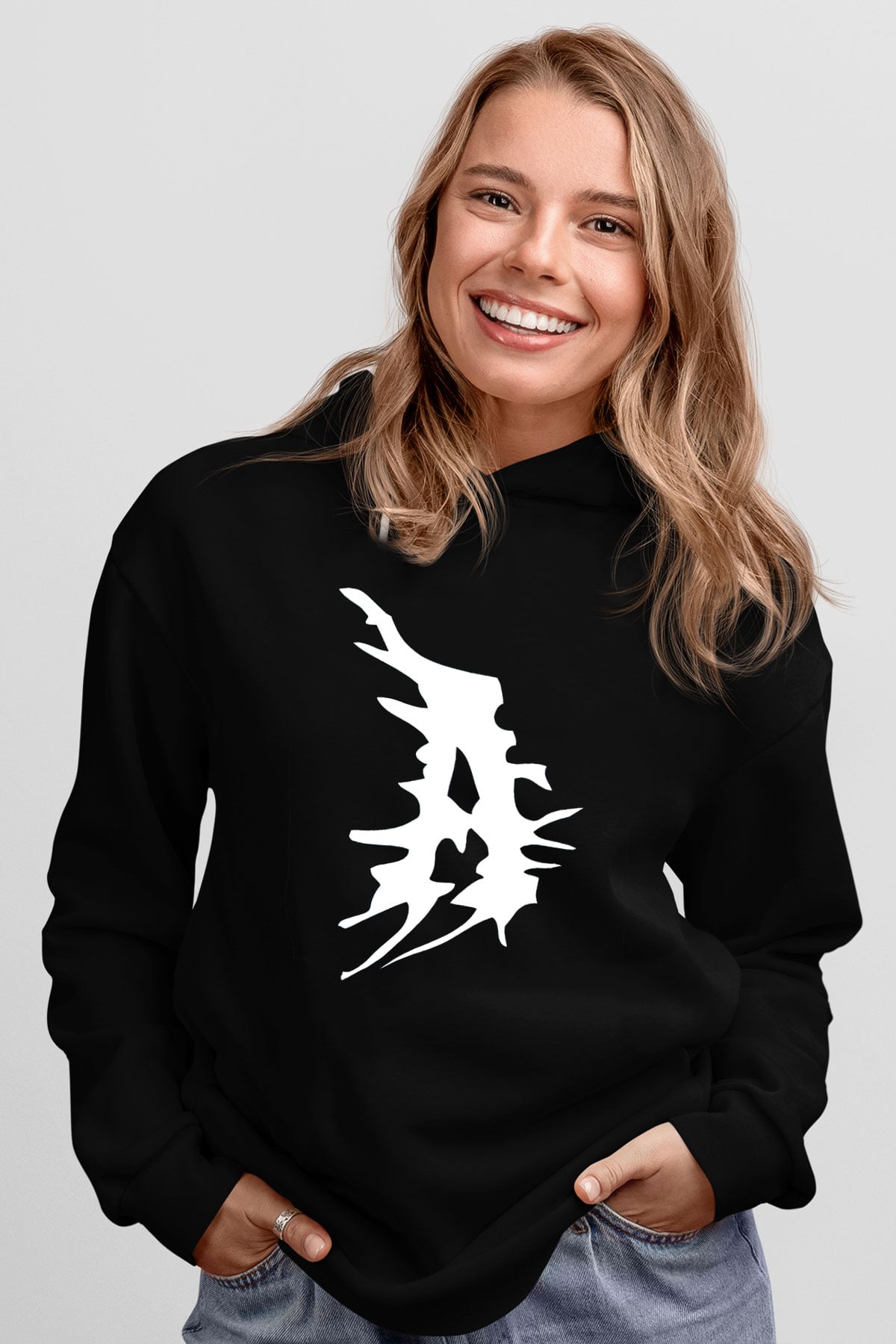 Atilla Siyah Unisex Kapüşonlu Sweatshirt