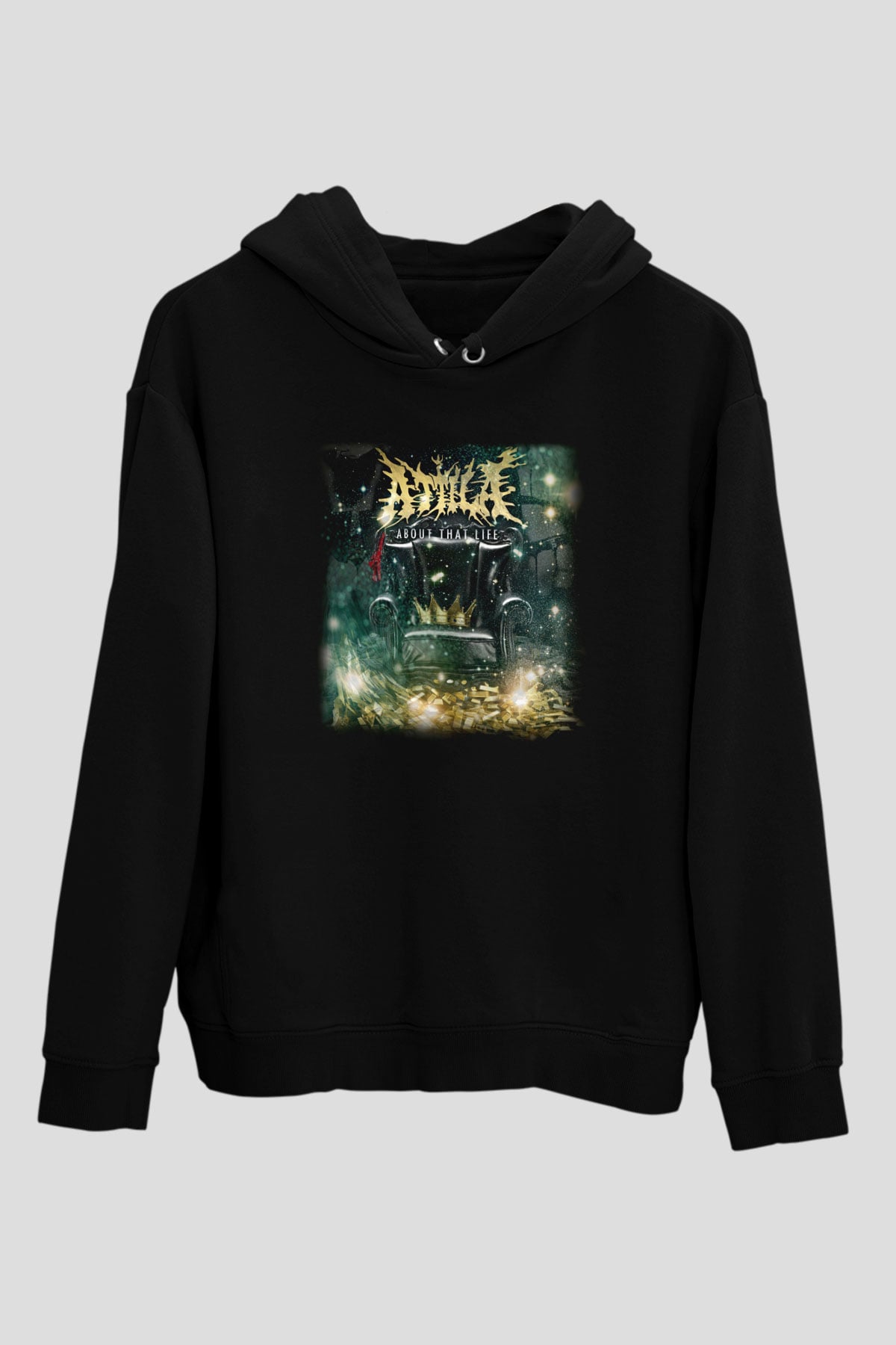 Atilla Siyah Unisex Kapüşonlu Sweatshirt