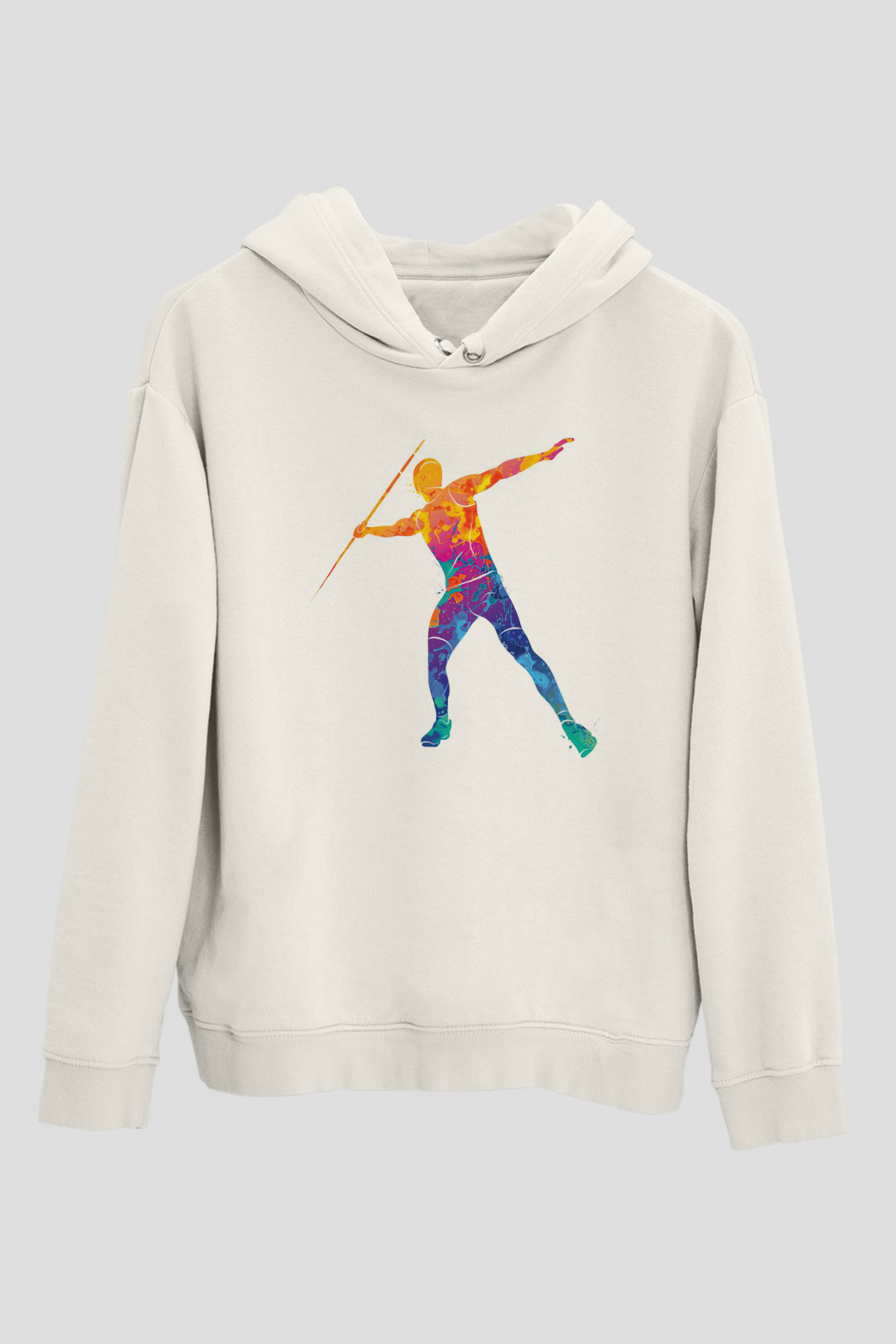 Atlet Beyaz Unisex Kapüşonlu Sweatshirt