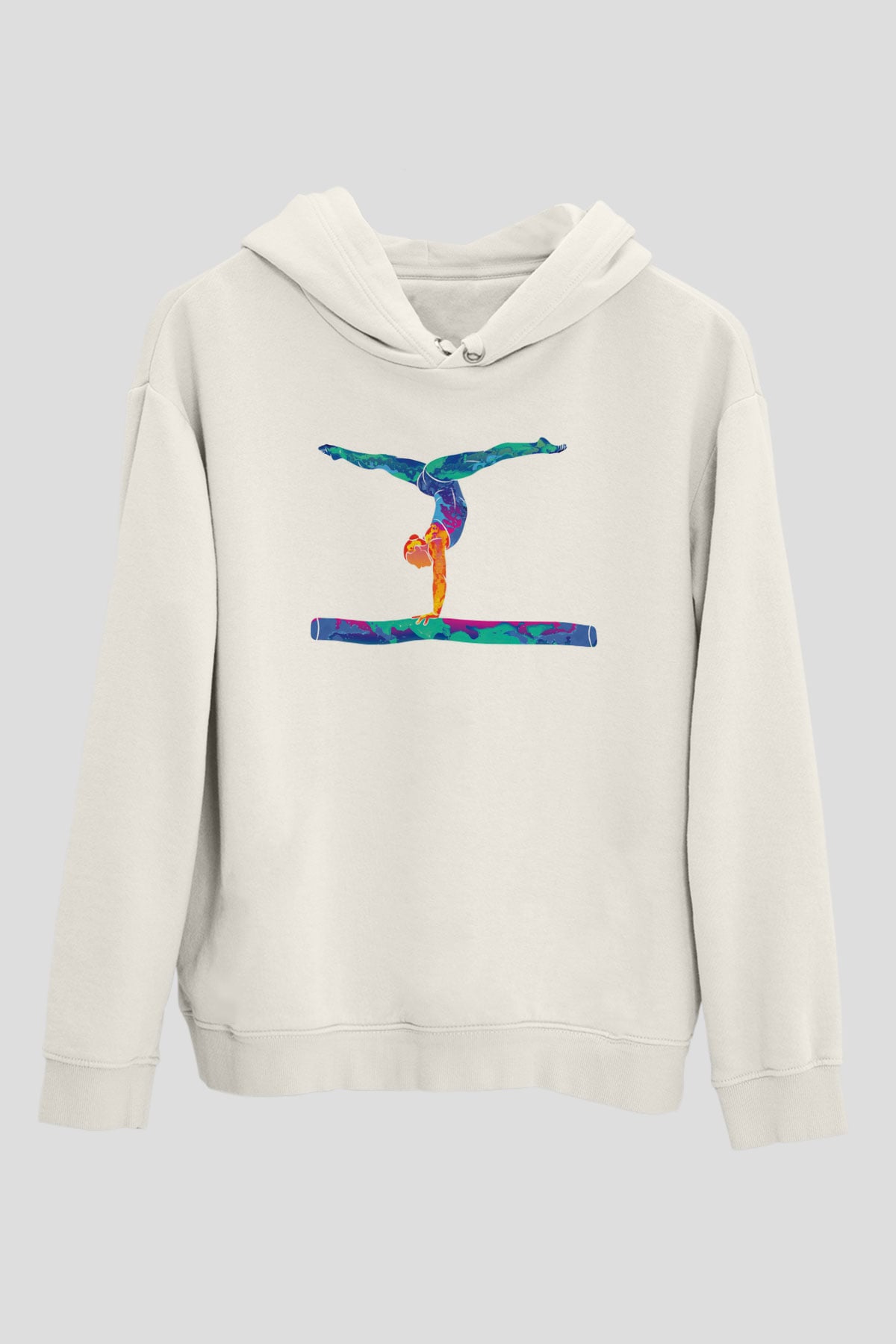 Atlet Beyaz Unisex Kapüşonlu Sweatshirt