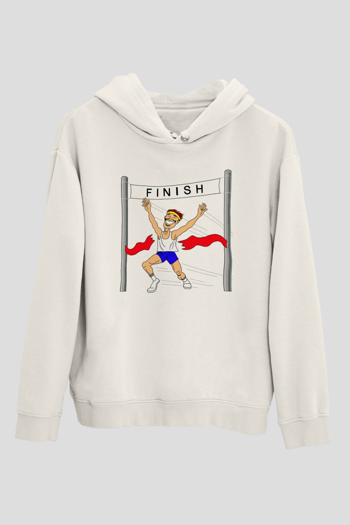 Atlet Beyaz Unisex Kapüşonlu Sweatshirt