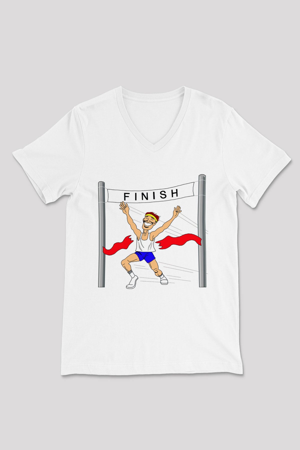 Atlet Beyaz Unisex V Yaka Tişört