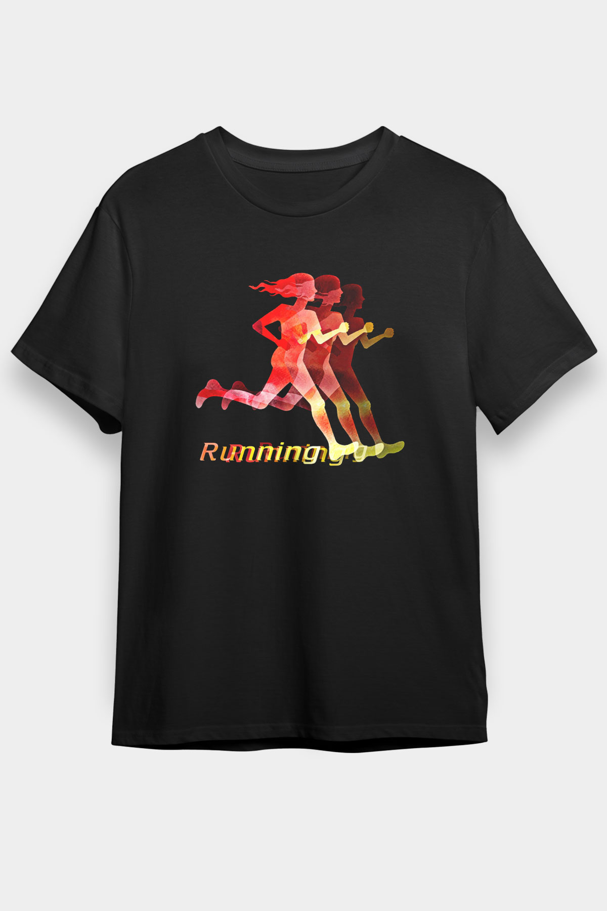 Atletizm - Athletics Baskılı Unisex Siyah Tişört - Tshirt