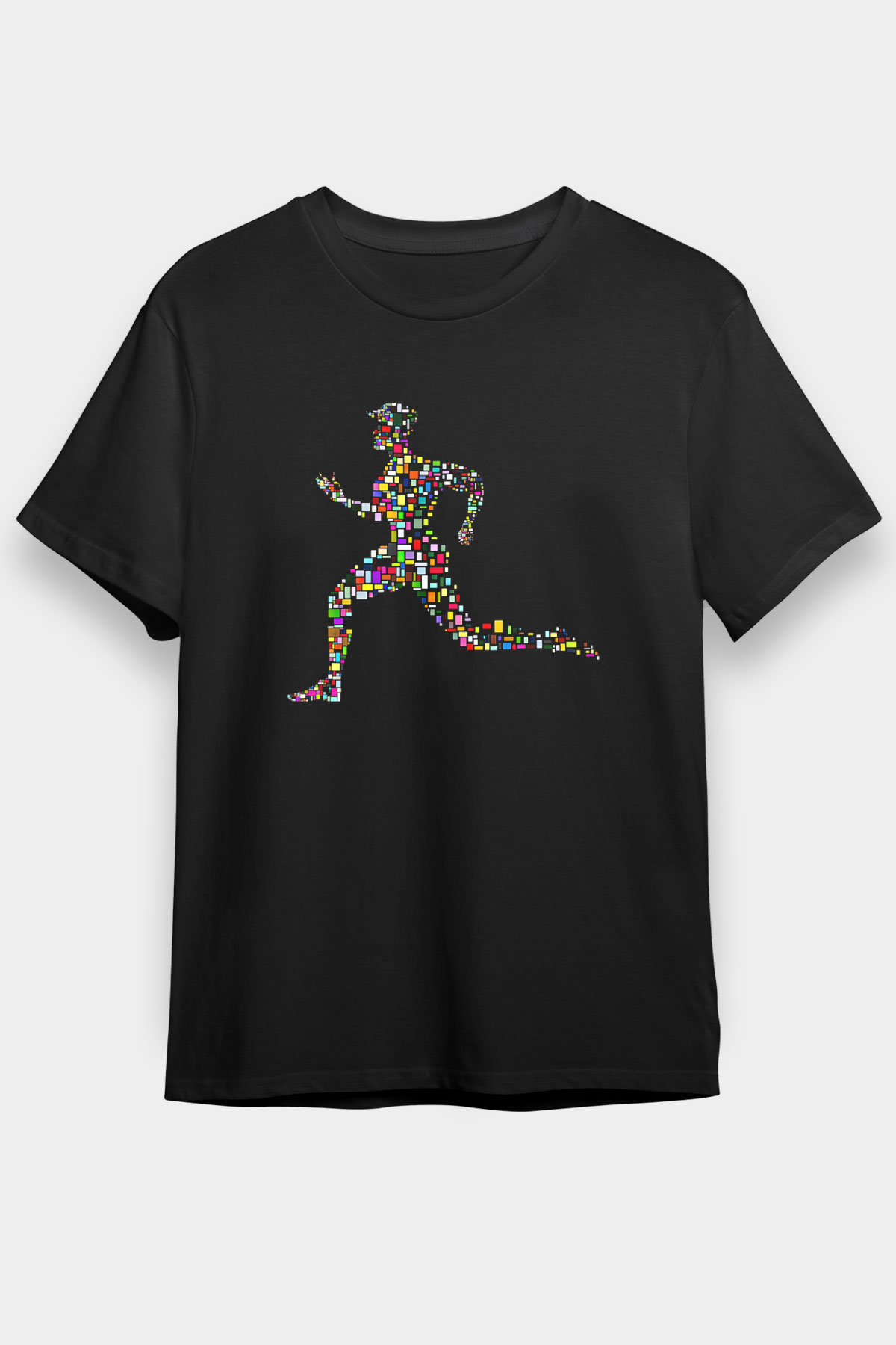 Atletizm - Athletics Baskılı Unisex Siyah Tişört - Tshirt