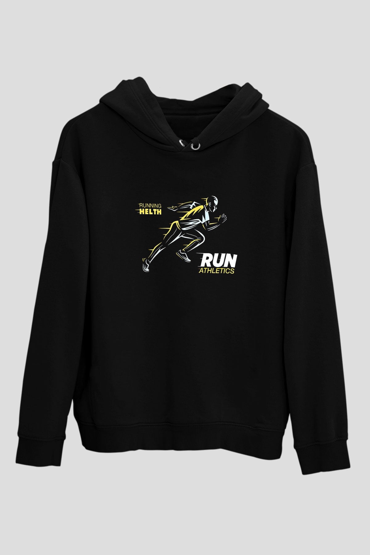 Atletizm - Athletics Baskılı Unisex Siyah Hoodie