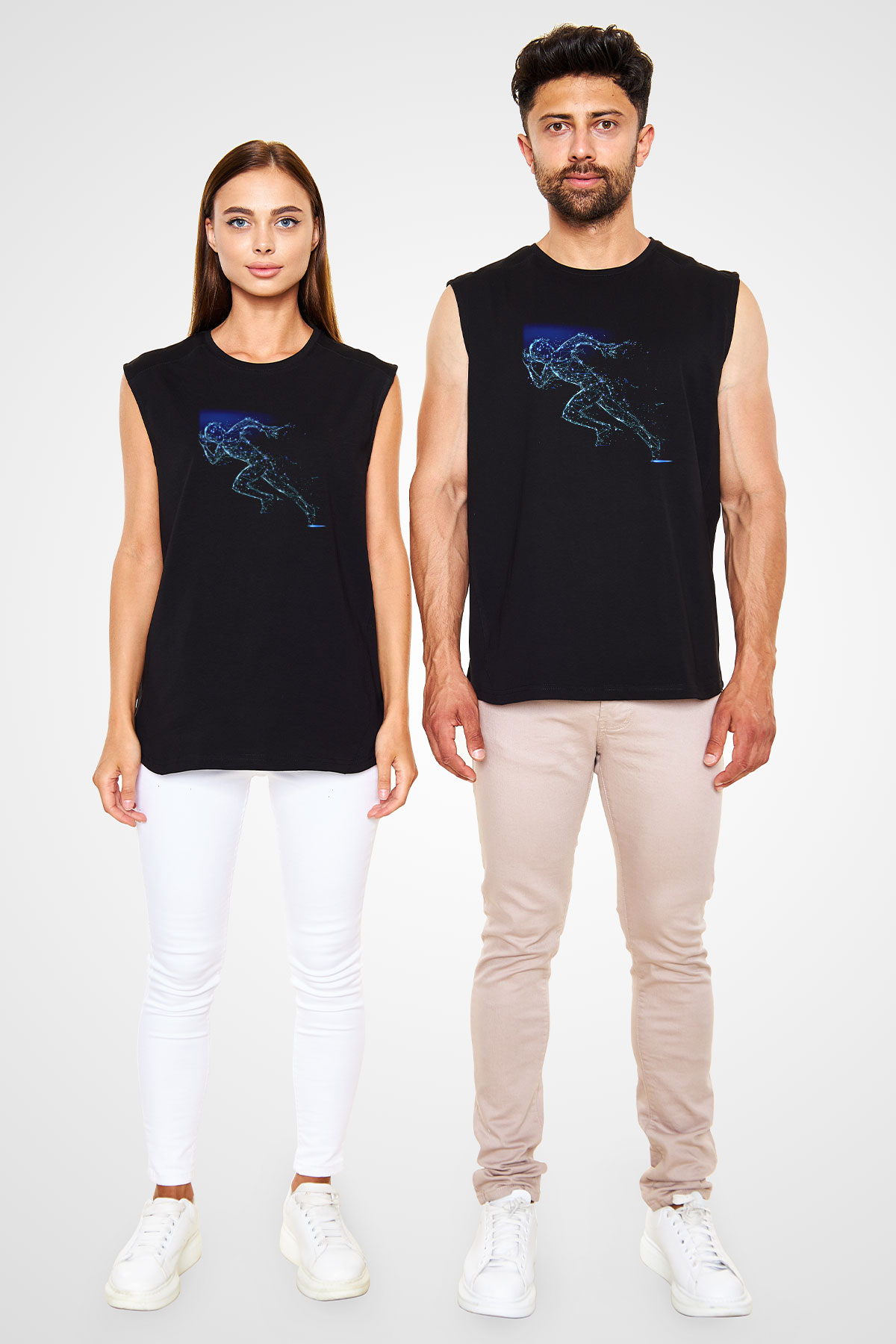 Atletizm - Athletics Baskılı Unisex Siyah Kolsuz Tişört