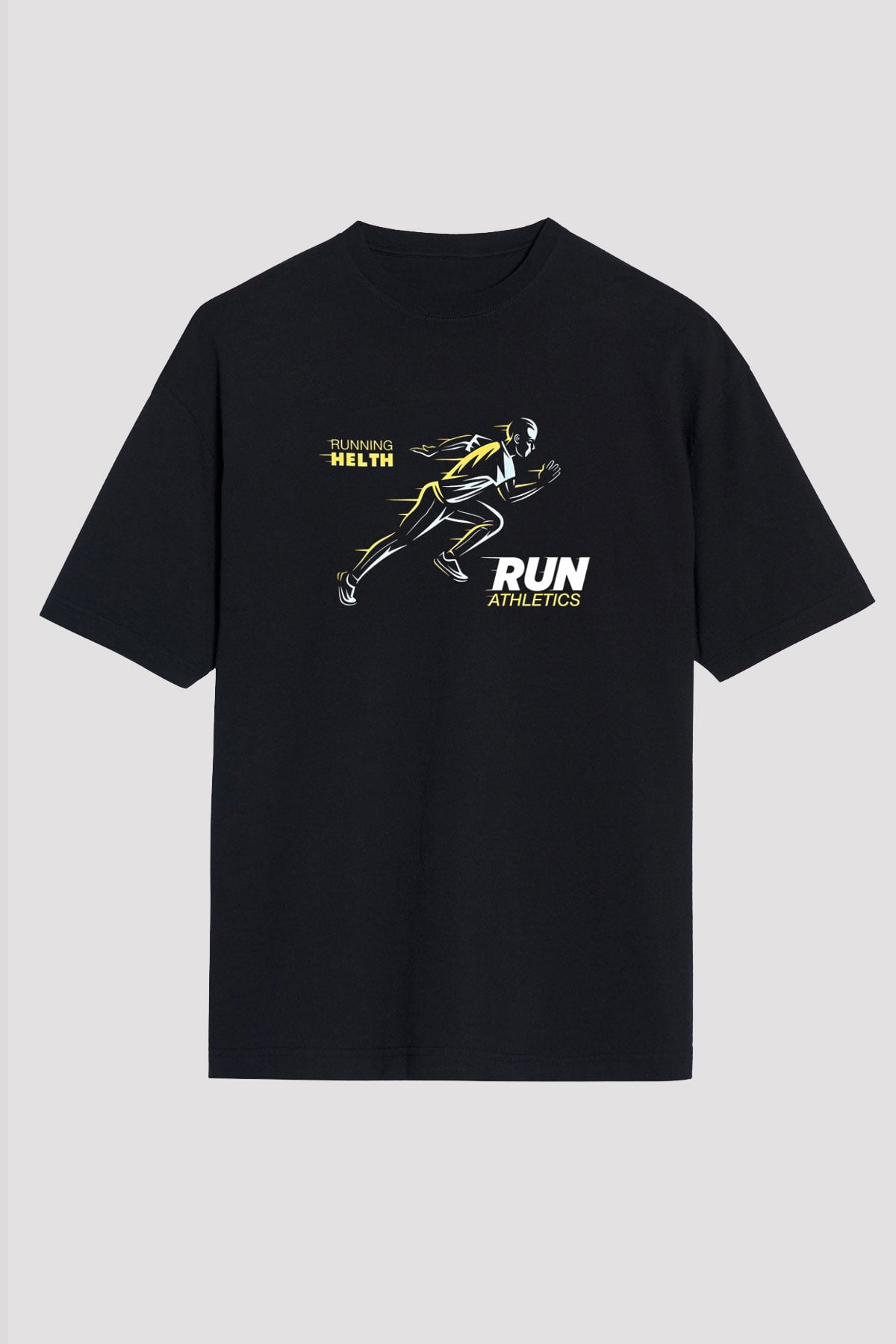 Atletizm - Athletics Baskılı Unisex Siyah Oversize Tişört