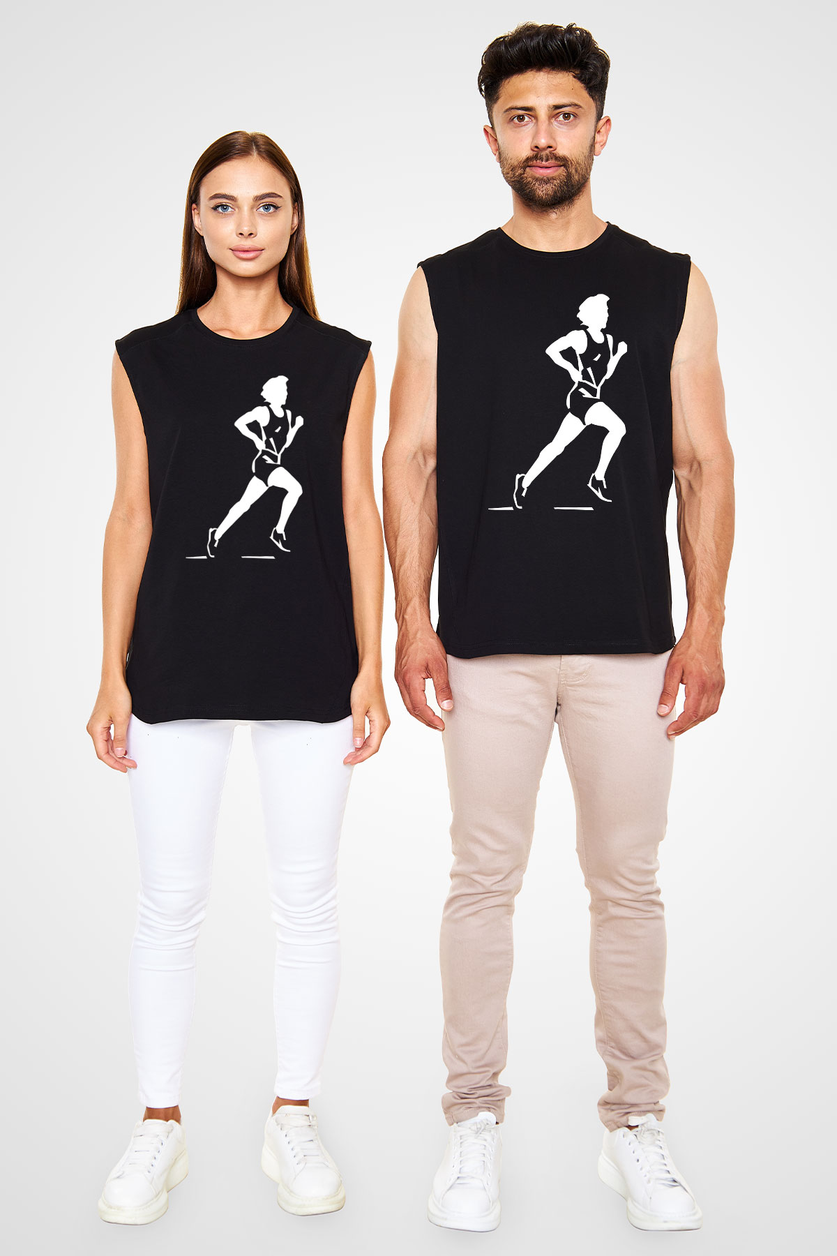 Atletizm - Athletics Baskılı Unisex Siyah Kolsuz Tişört
