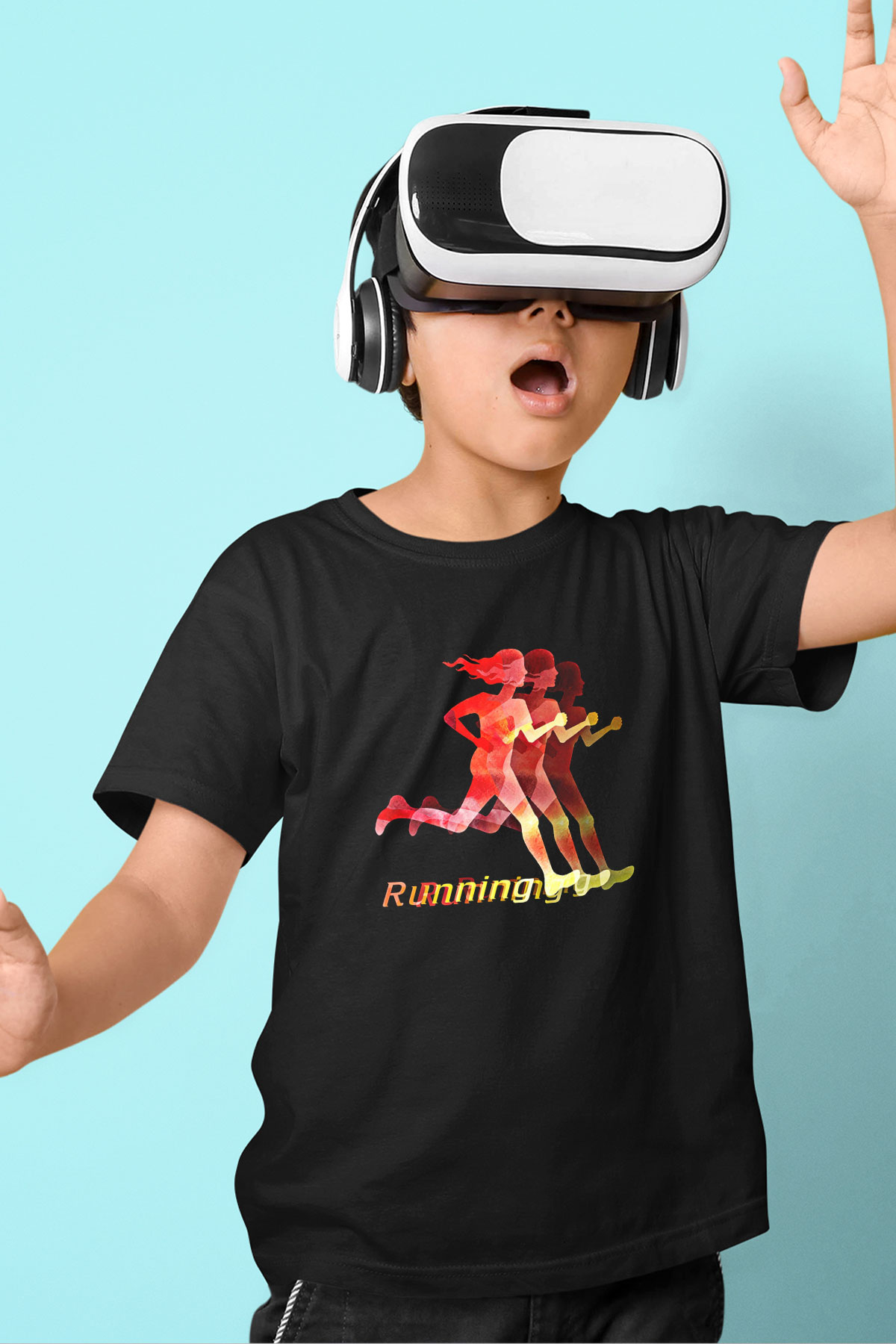 Atletizm - Athletics Baskılı Unisex Siyah Çocuk Tİşörtü - Tshirt