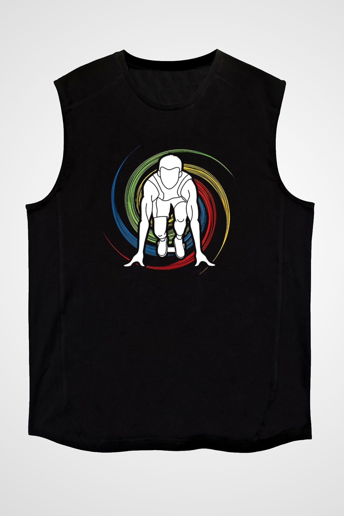 Atletizm - Athletics Baskılı Unisex Siyah Kolsuz Tişört