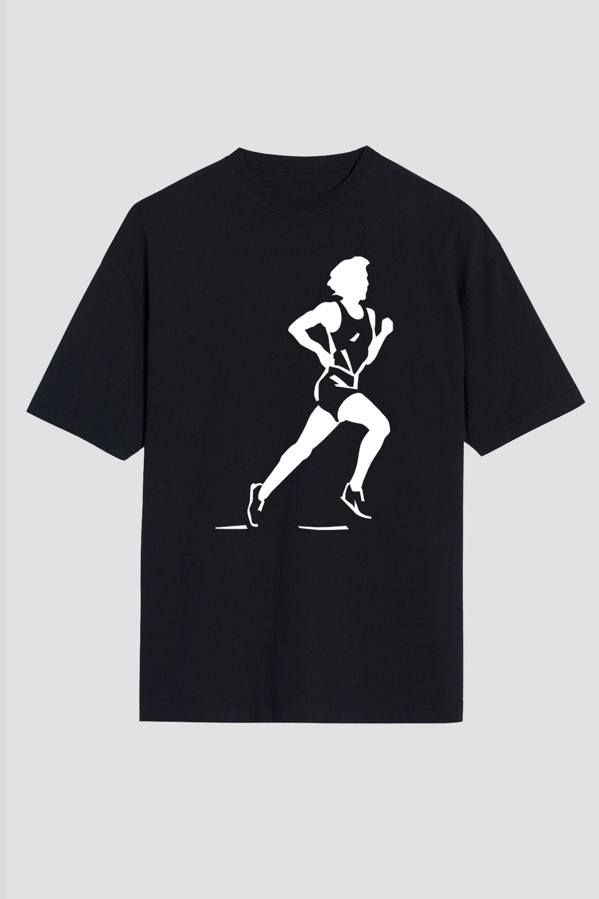 Atletizm - Athletics Baskılı Unisex Siyah Oversize Tişört