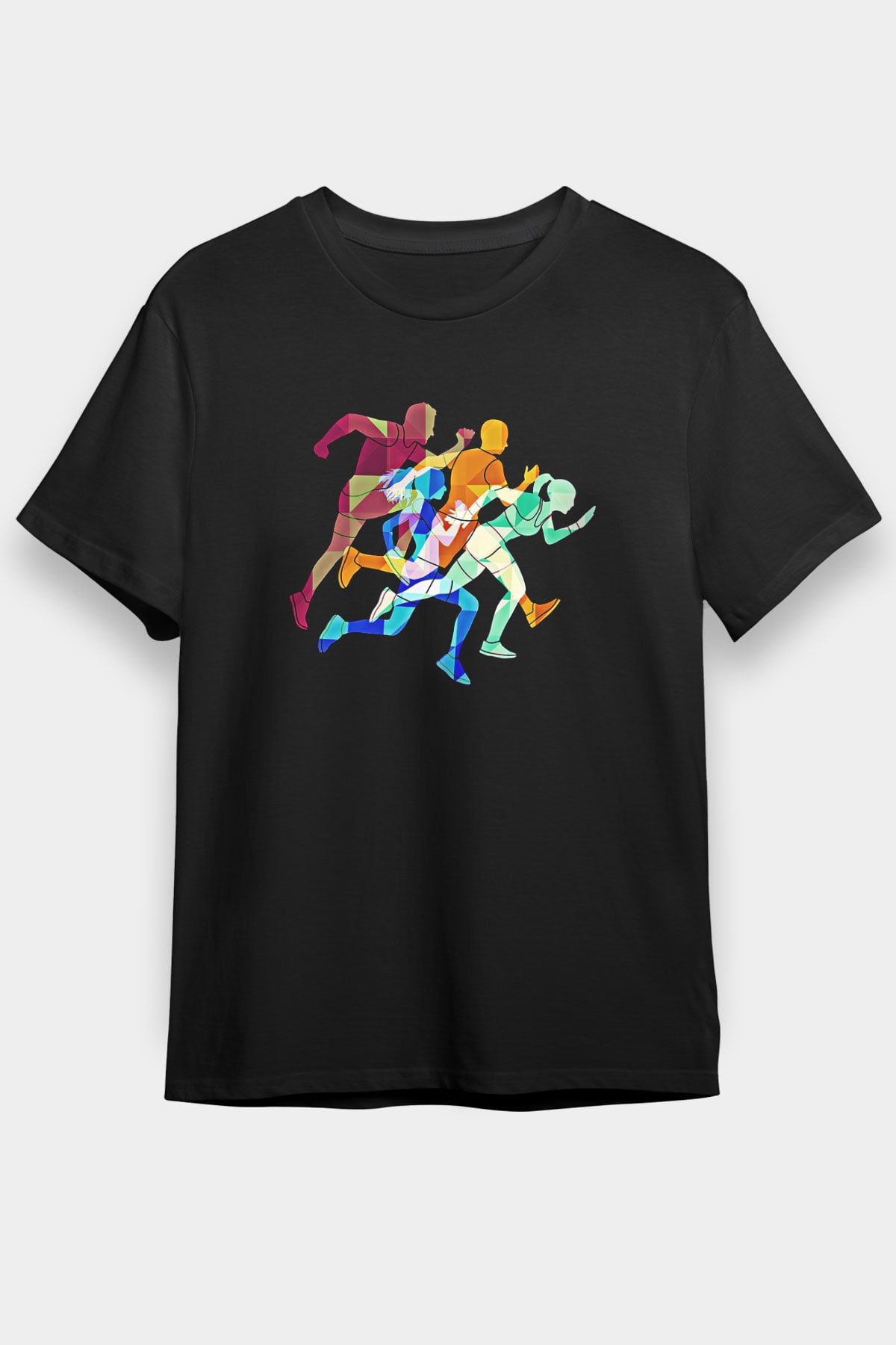 Atletizm - Athletics Baskılı Unisex Siyah Tişört - Tshirt