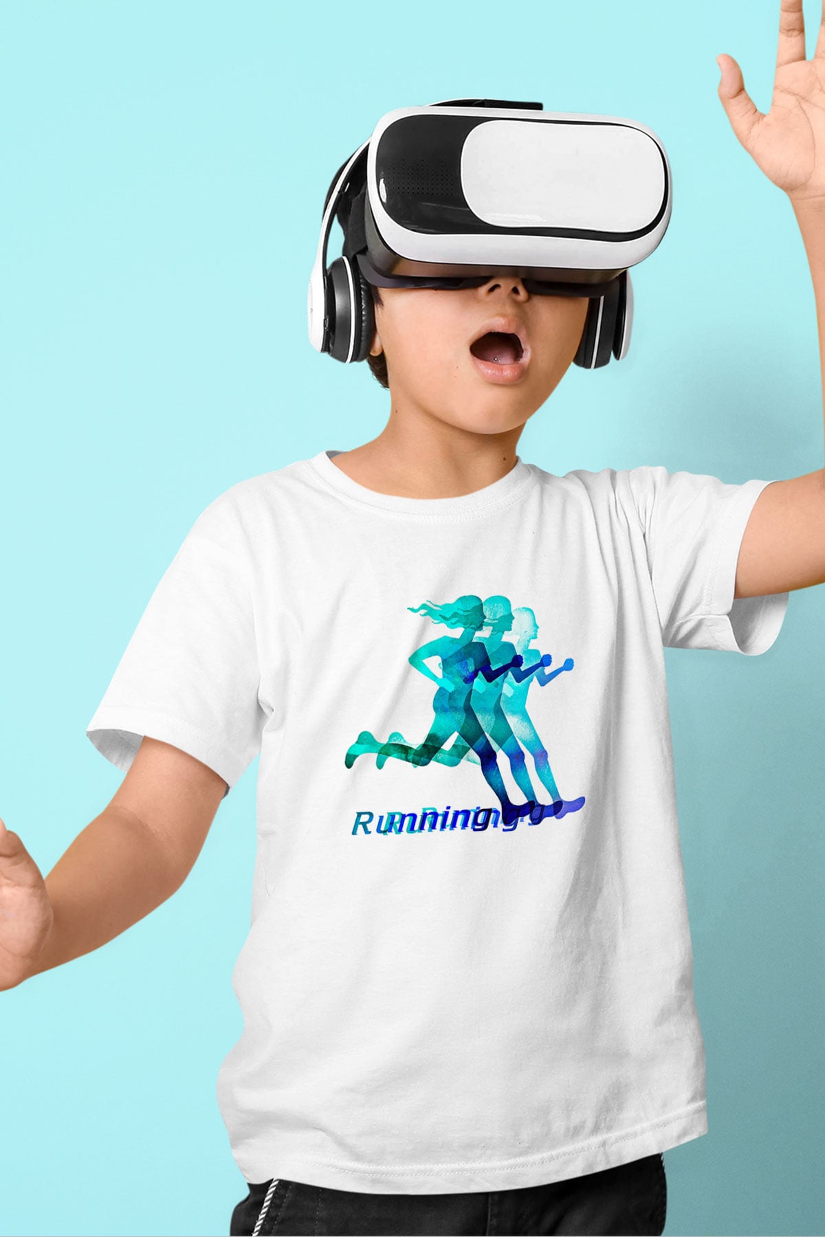 Atletizm Baskılı Unisex Beyaz Çocuk Tişört - Tshirt
