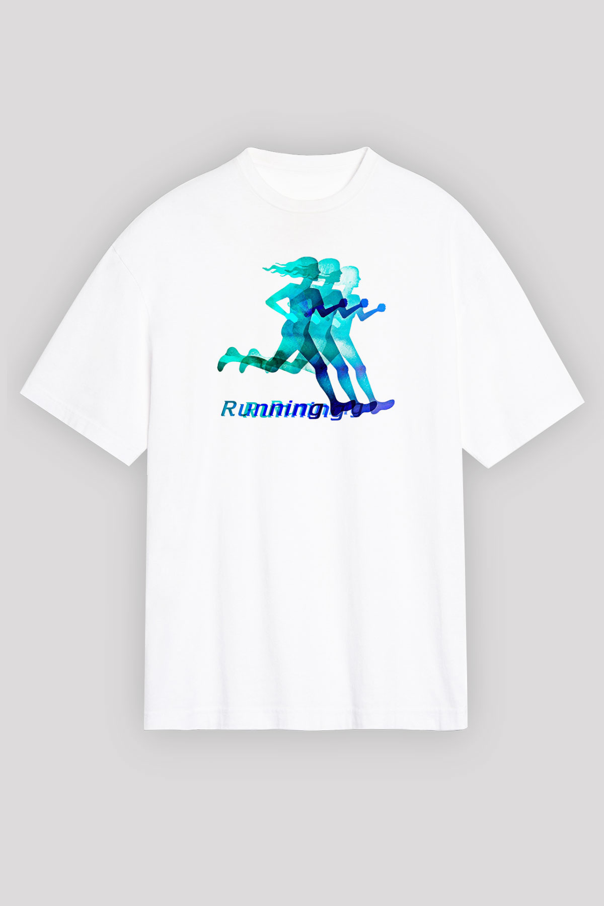 Atletizm Baskılı Unisex Beyaz Oversize Tişört - Tshirt
