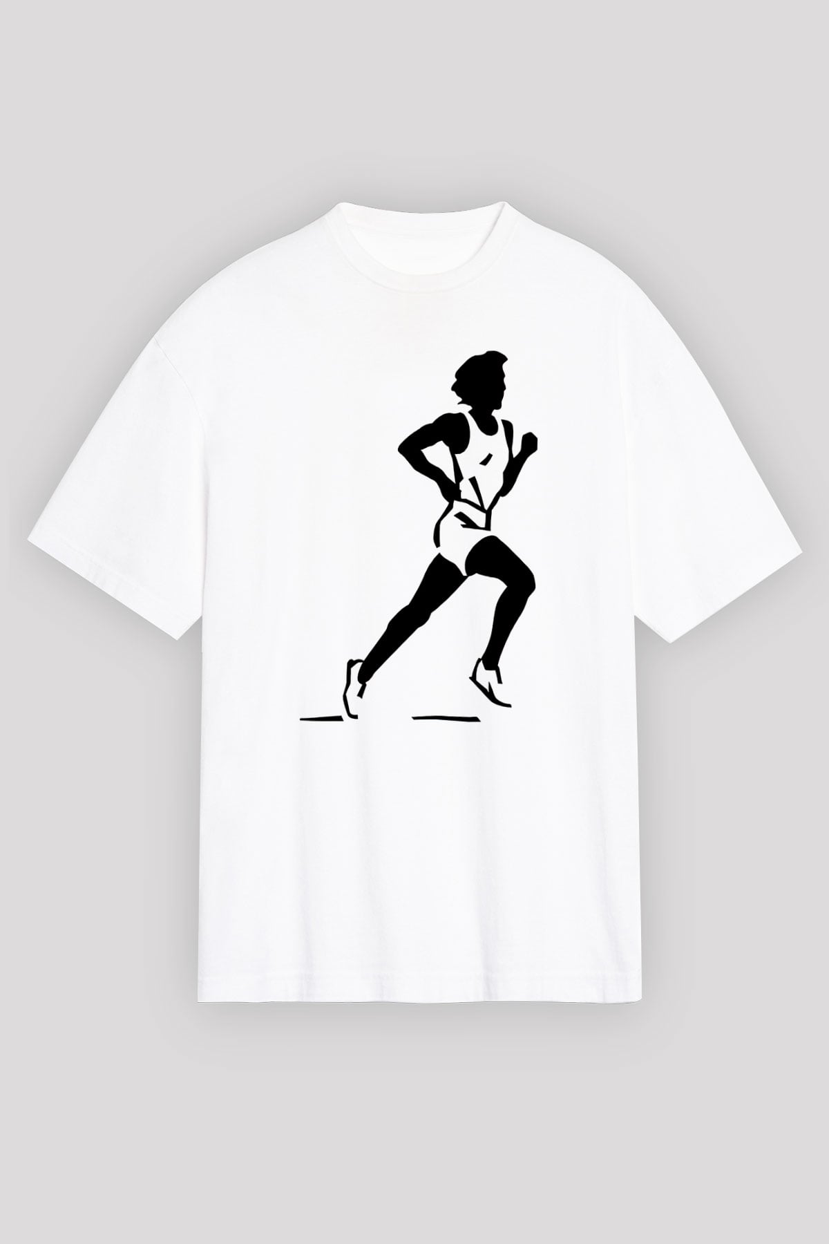Atletizm Baskılı Unisex Beyaz Oversize Tişört - Tshirt