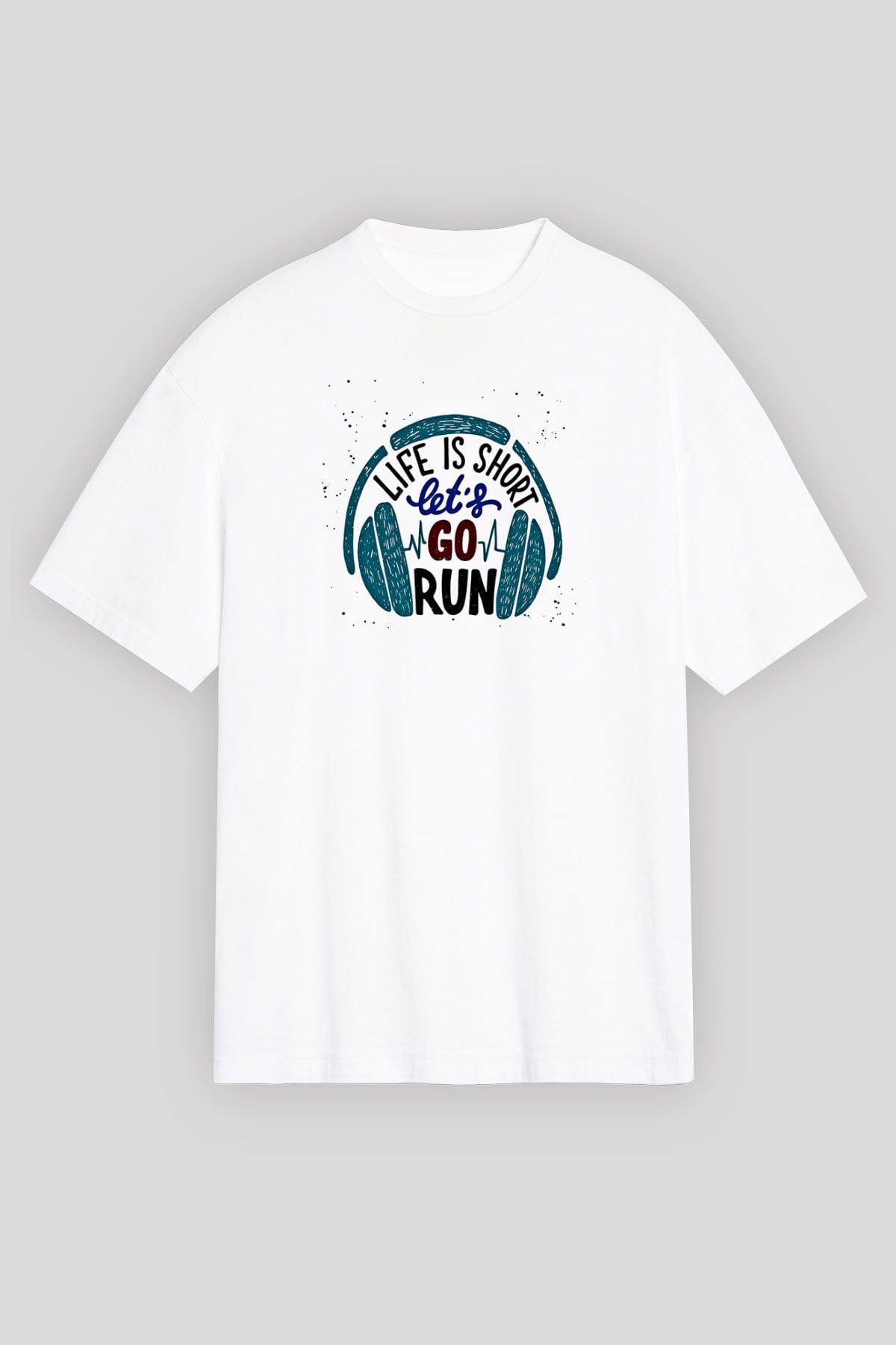 Atletizm Baskılı Unisex Beyaz Oversize Tişört - Tshirt