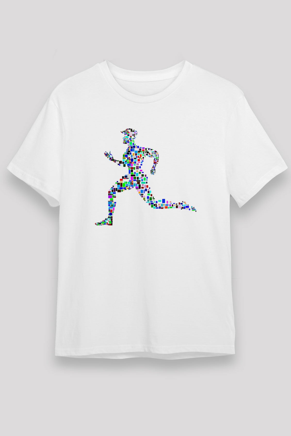 Atletizm Baskılı Unisex Beyaz Tişört - Tshirt