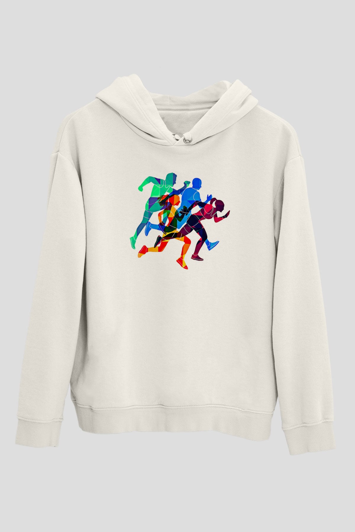 Atletizm Baskılı Unisex Ekru Hoodie