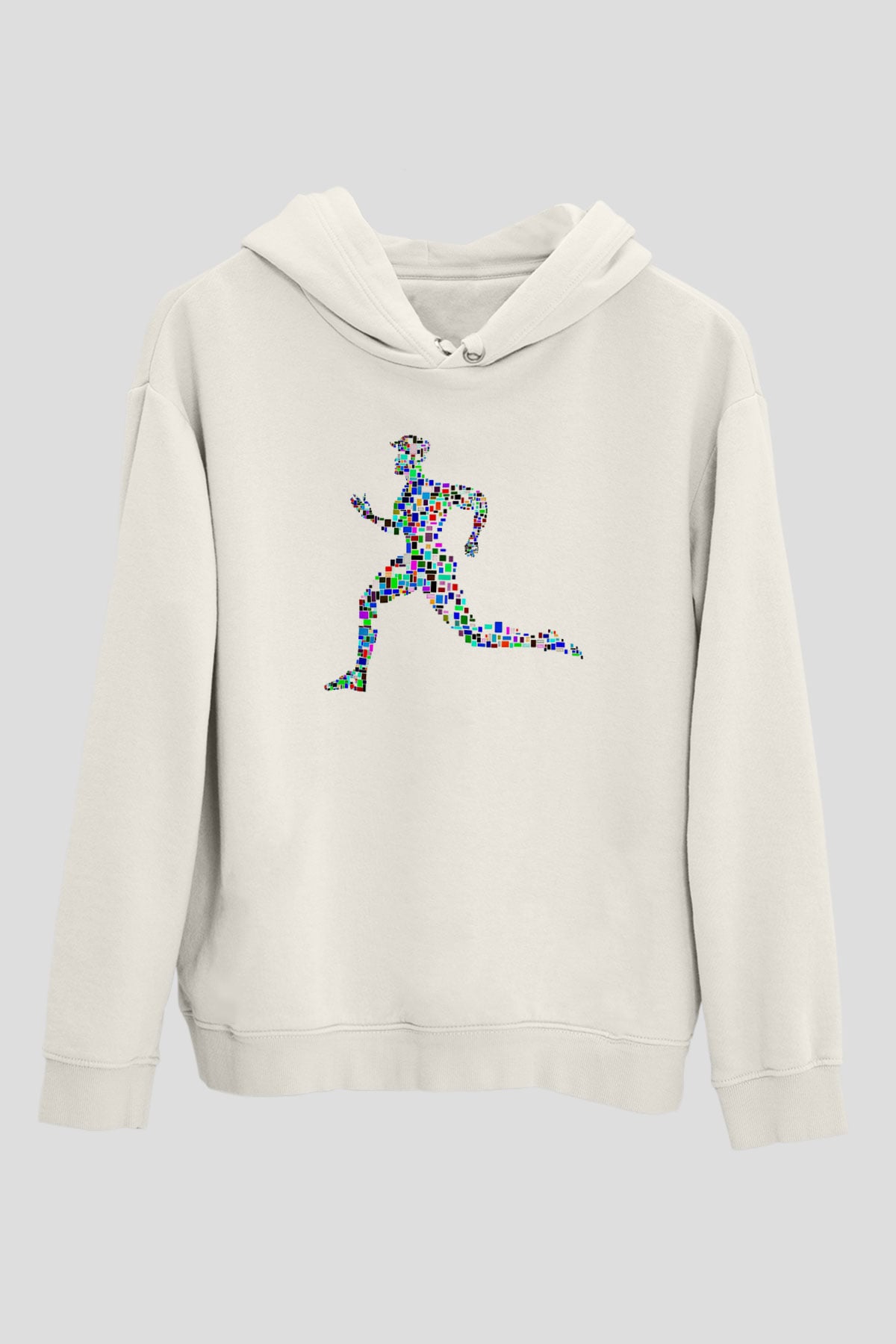 Atletizm Baskılı Unisex Ekru Hoodie