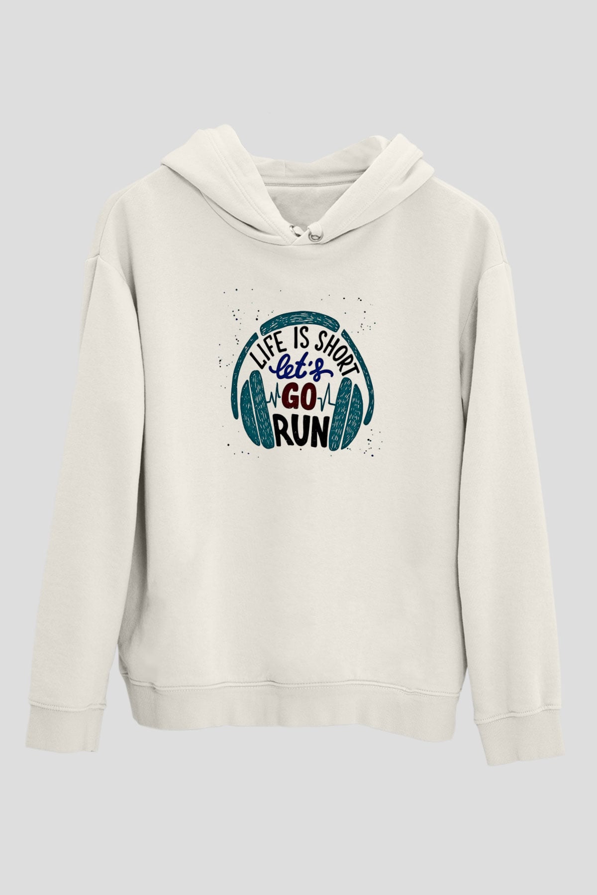 Atletizm Baskılı Unisex Ekru Hoodie