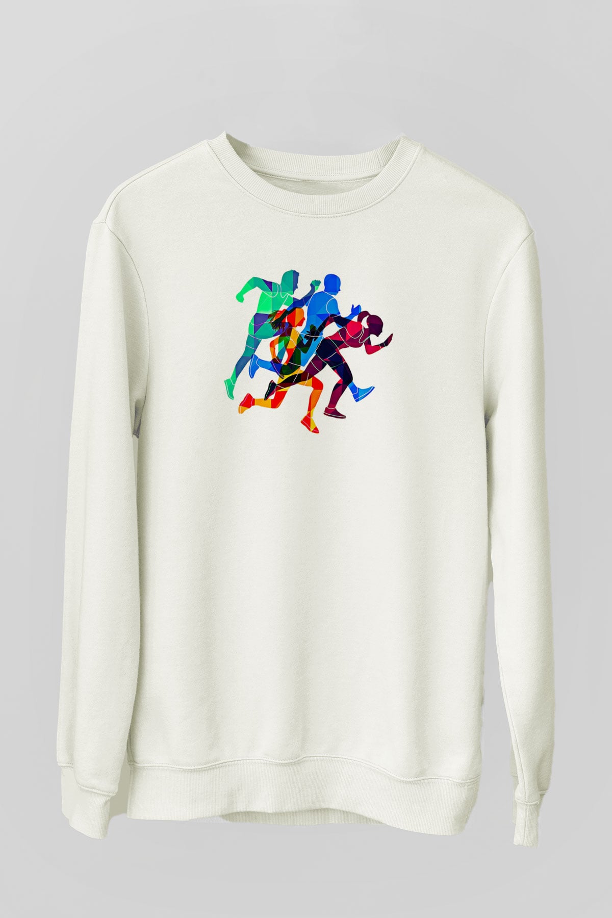 Atletizm Baskılı Unisex Ekru Sweatshirt