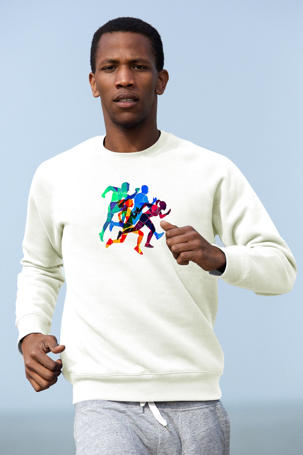 Atletizm Baskılı Unisex Ekru Sweatshirt