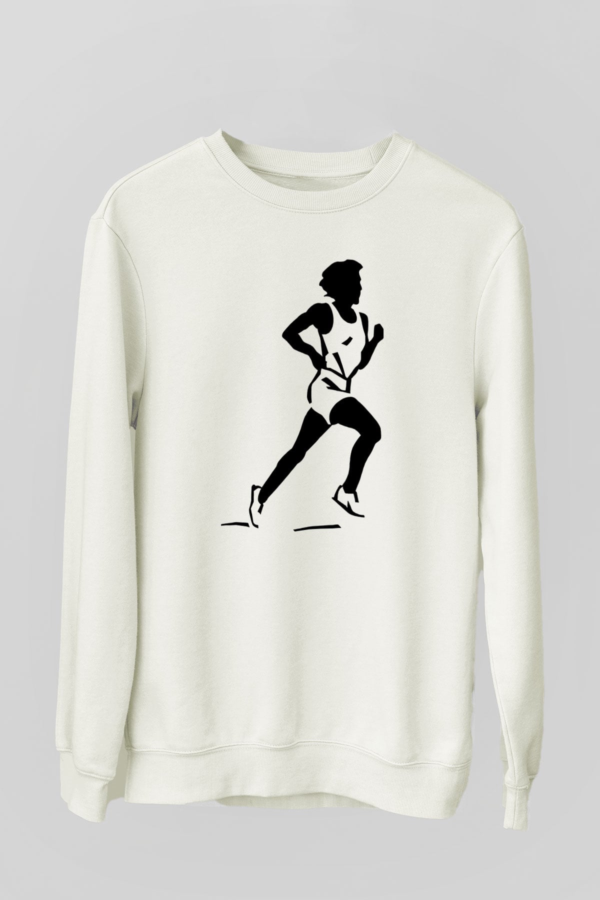 Atletizm Baskılı Unisex Ekru Sweatshirt