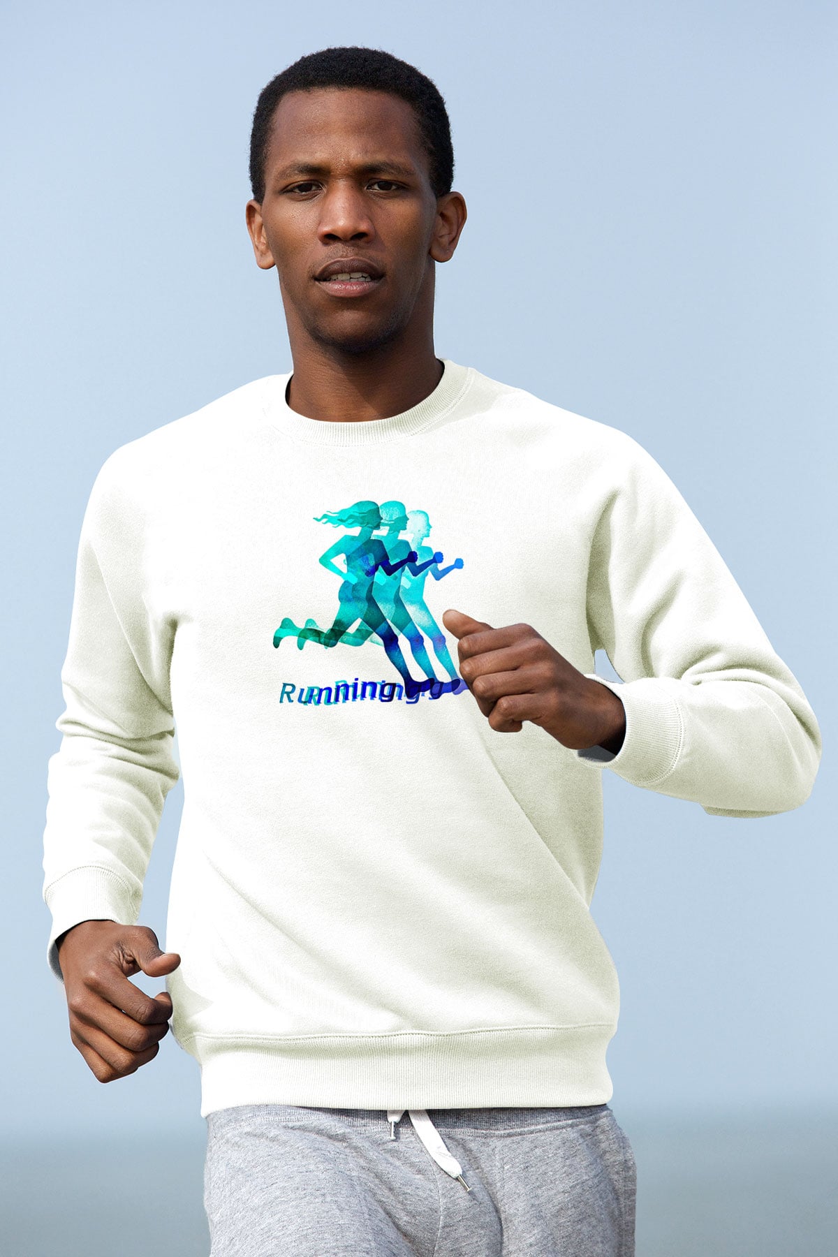 Atletizm Baskılı Unisex Ekru Sweatshirt