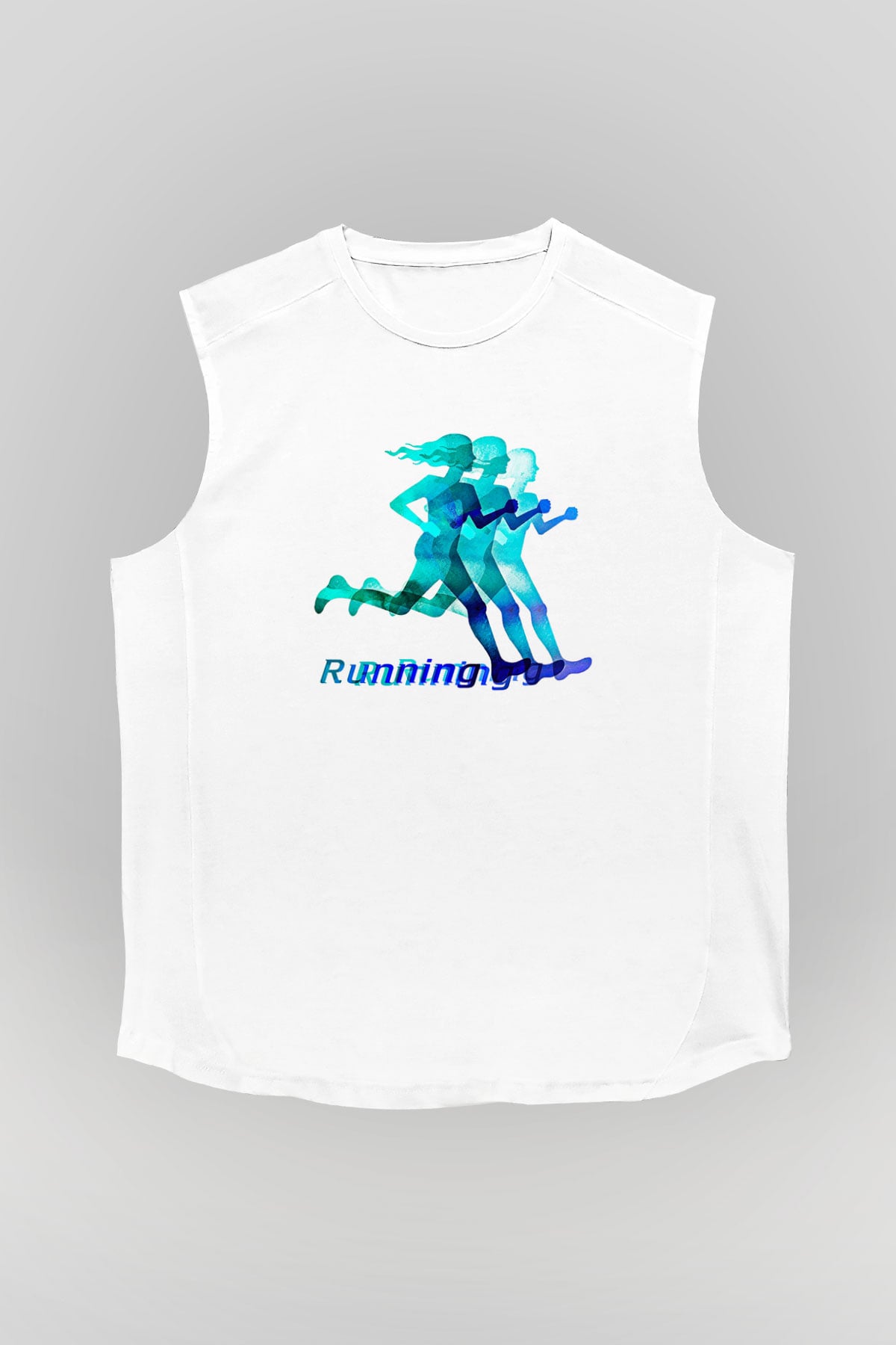 Atletizm Baskılı Unisex Kolsuz Beyaz Tişört